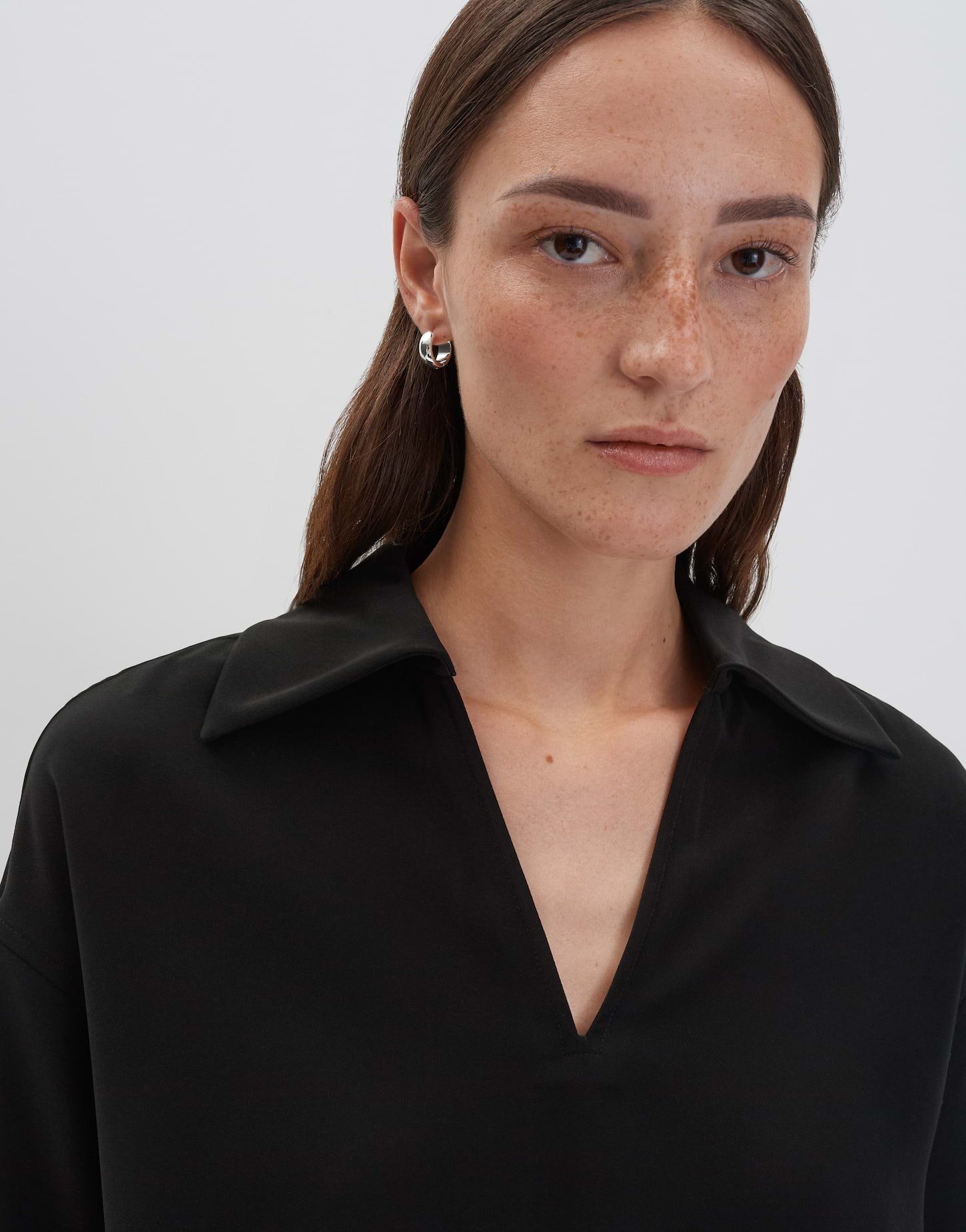someday Shirtbluse ZOFIRA Loose Shirtbluse mit Johnnykragen weite Passform, Johnnykragen, fester Griff
