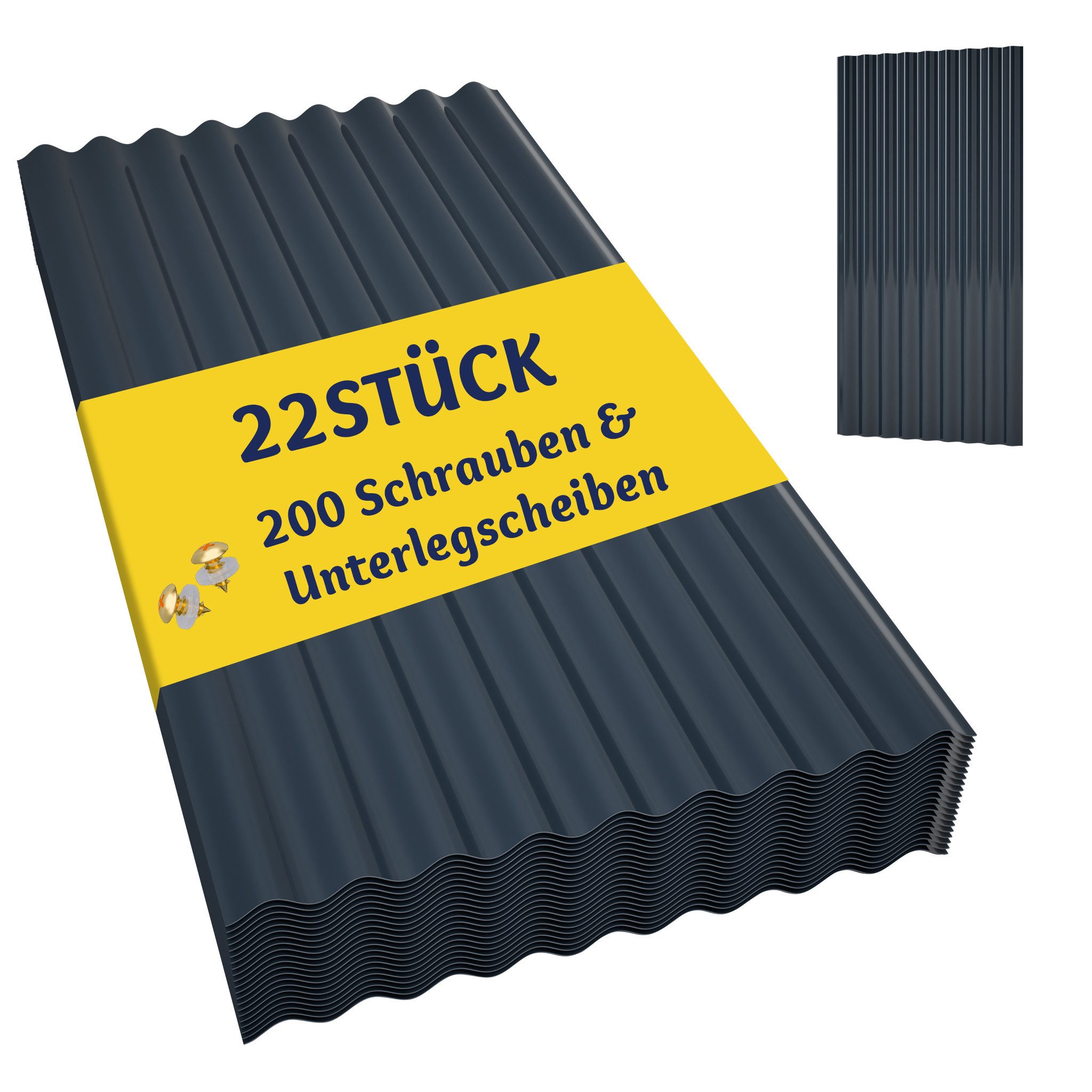 Thanaddo Trapezblech 22-teiliges Set aus trapezförmigen PVC-Wellplatten - 10,12 m²