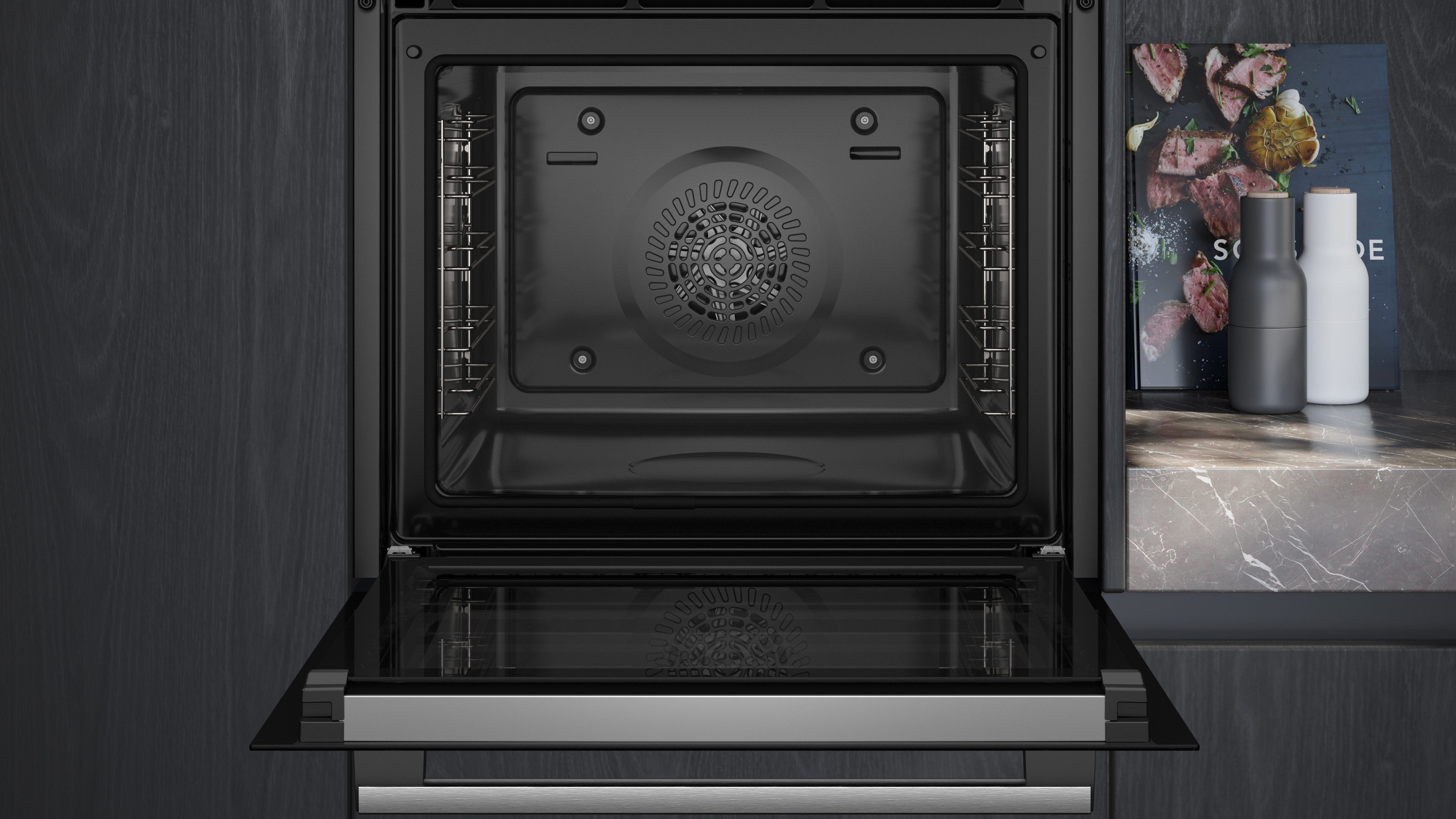 SIEMENS Pyrolyse Backofen iQ500 HB579GBR3, mit Teleskopauszug nachrüstbar, Pyrolyse-Selbstreinigung, Gesund snacken mit airFry & mühelose activeClean® Reinigung – Bild 5 von 5
