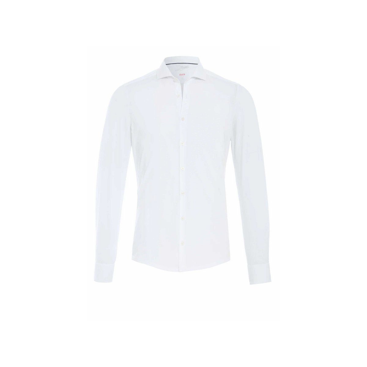 Hatico Pure Langarmhemd weiß schmal (1-tlg) weiss