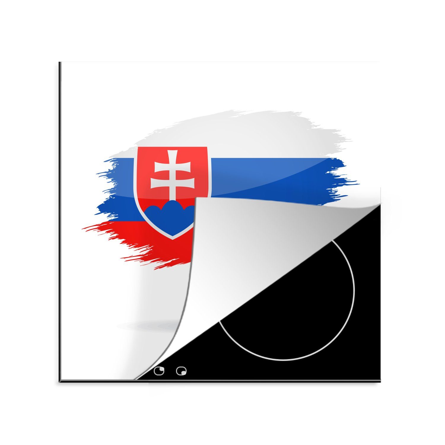 MuchoWow Herdblende-/Abdeckplatte Illustration der Flagge der Slowakei, Vinyl, (1 tlg), 78x78 cm, Ceranfeldabdeckung, Arbeitsplatte für küche