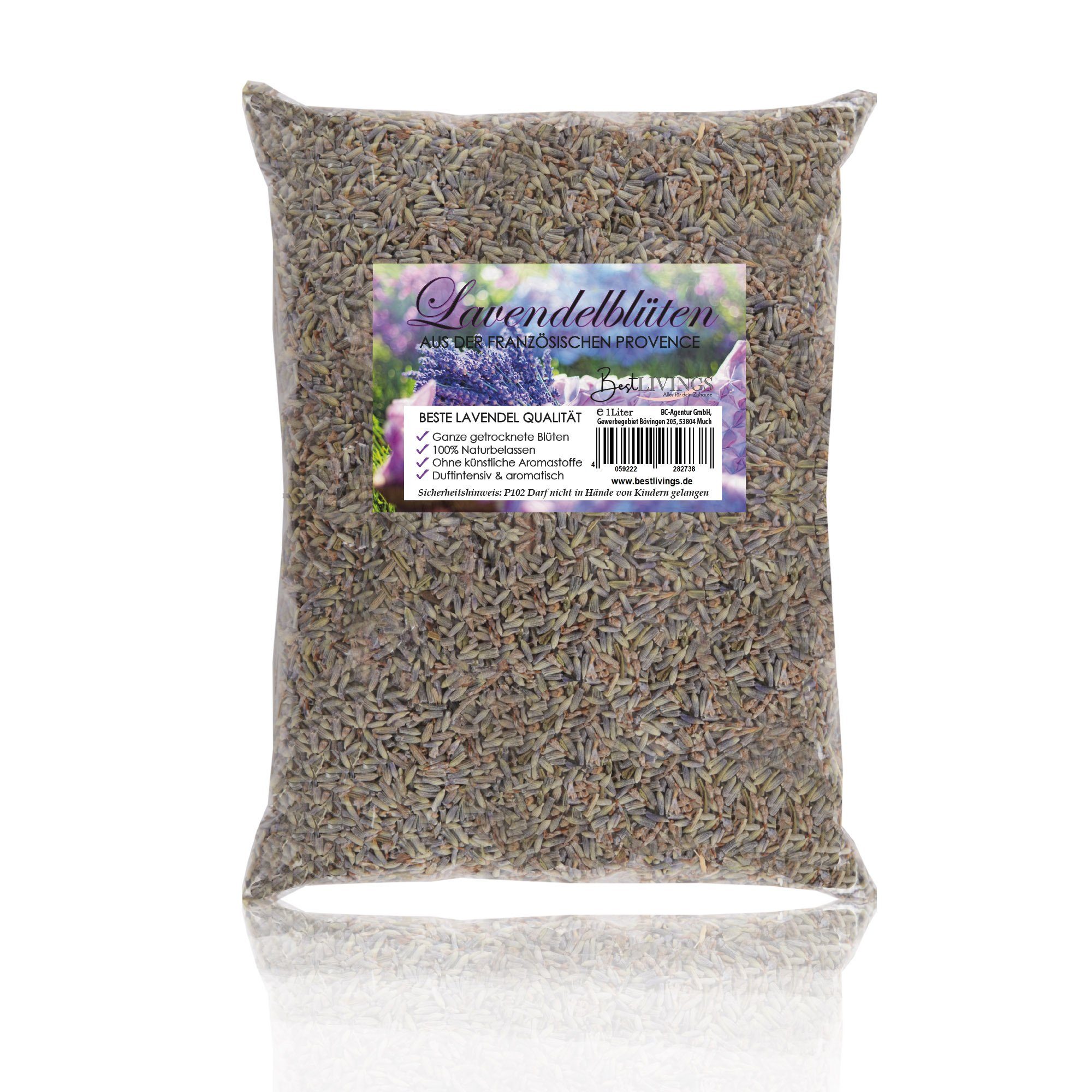 Bestlivings Duftbeutel 1L getrockneteter Lavendel, 100% naturbelassen, ohne künstliche Aromastoffe, duftintensiv