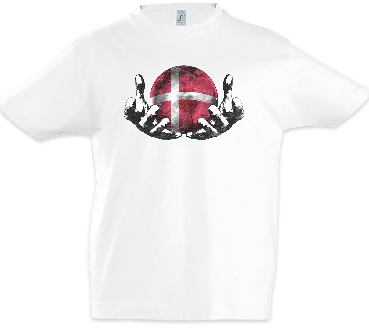 Urban Backwoods Print-Shirt Denmark Football Magic Ball Kinder T-Shirt Dänemark Dänisch Dänische (1-tlg) Danish Fußball Fahne Fussball