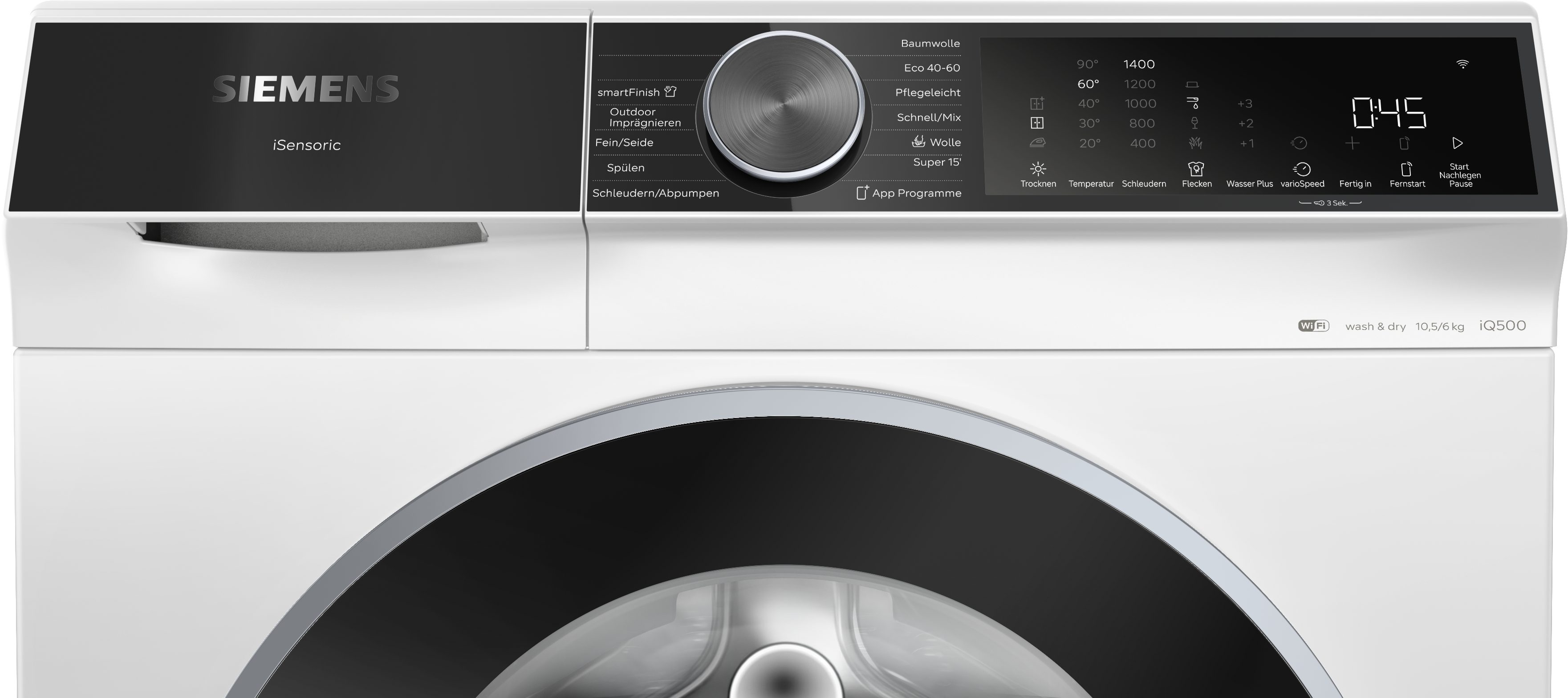 SIEMENS Waschtrockner iQ500 WN44G243, 10,5 kg, 6 kg, 1400 U/min, Home Connect für mehr Komfort & großes Trommelvolumen – Bild 4 von 5