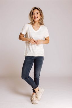 Zhrill T-Shirt T-Shirt ZHSVANA STRIPES Weiß-Beige (0-tlg)