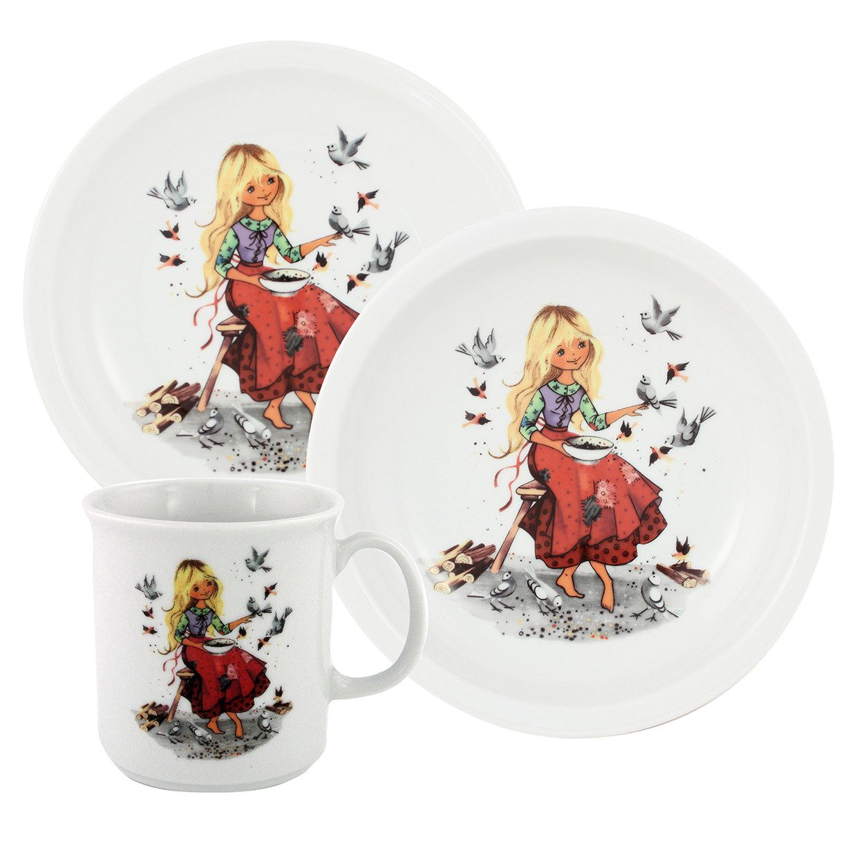 Eschenbach® PORZELLAN GERMANY Kindergeschirr-Set Kindergedeck Set 3-tlg. (3-tlg), 1 Personen, Porzellan, 3 Teile für 1 Kind Mädchen und Junge im Geschenkkarton