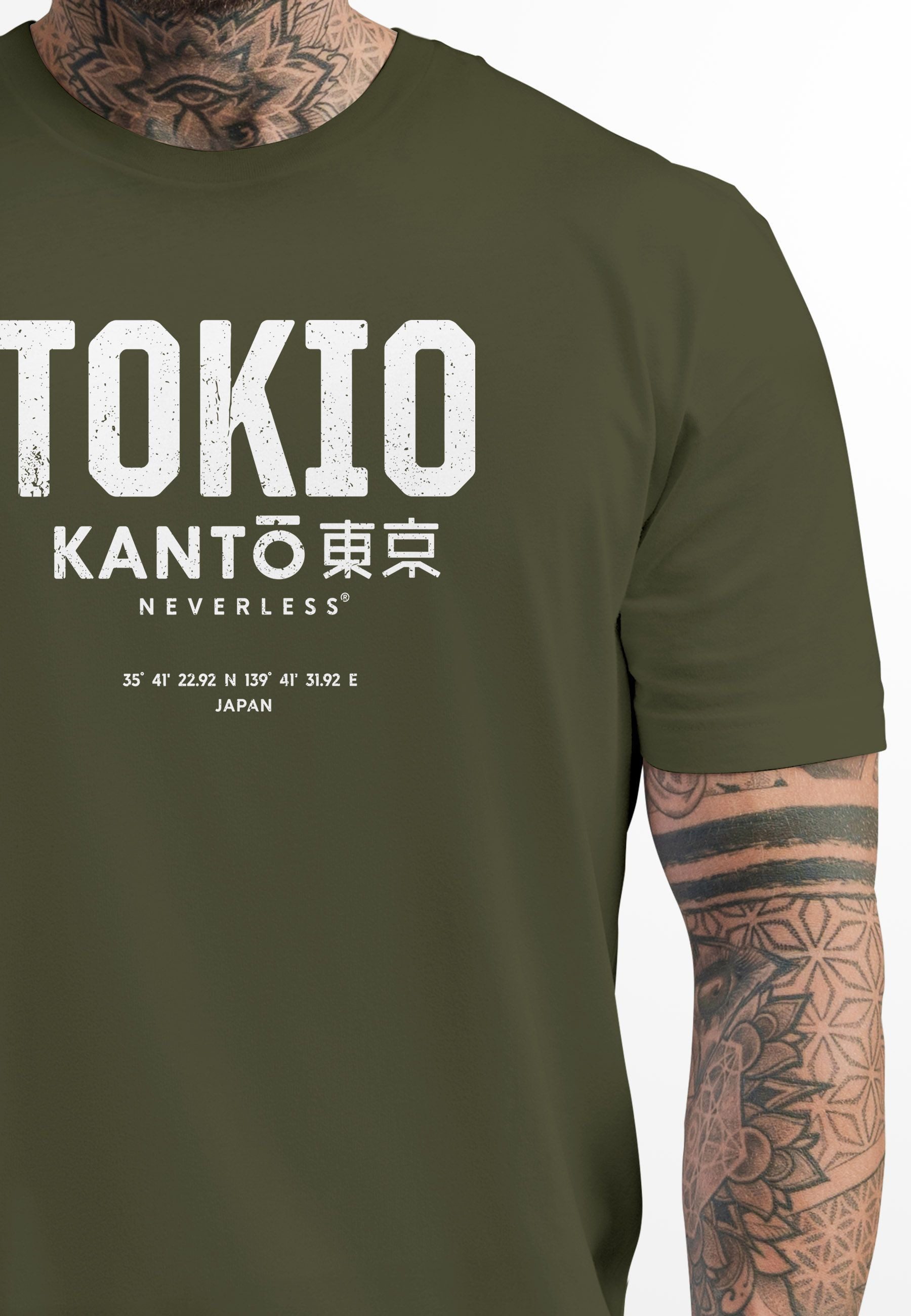 Neverless Print-Shirt Herren T-Shirt Frontprint Tokyo günstig online kaufen
