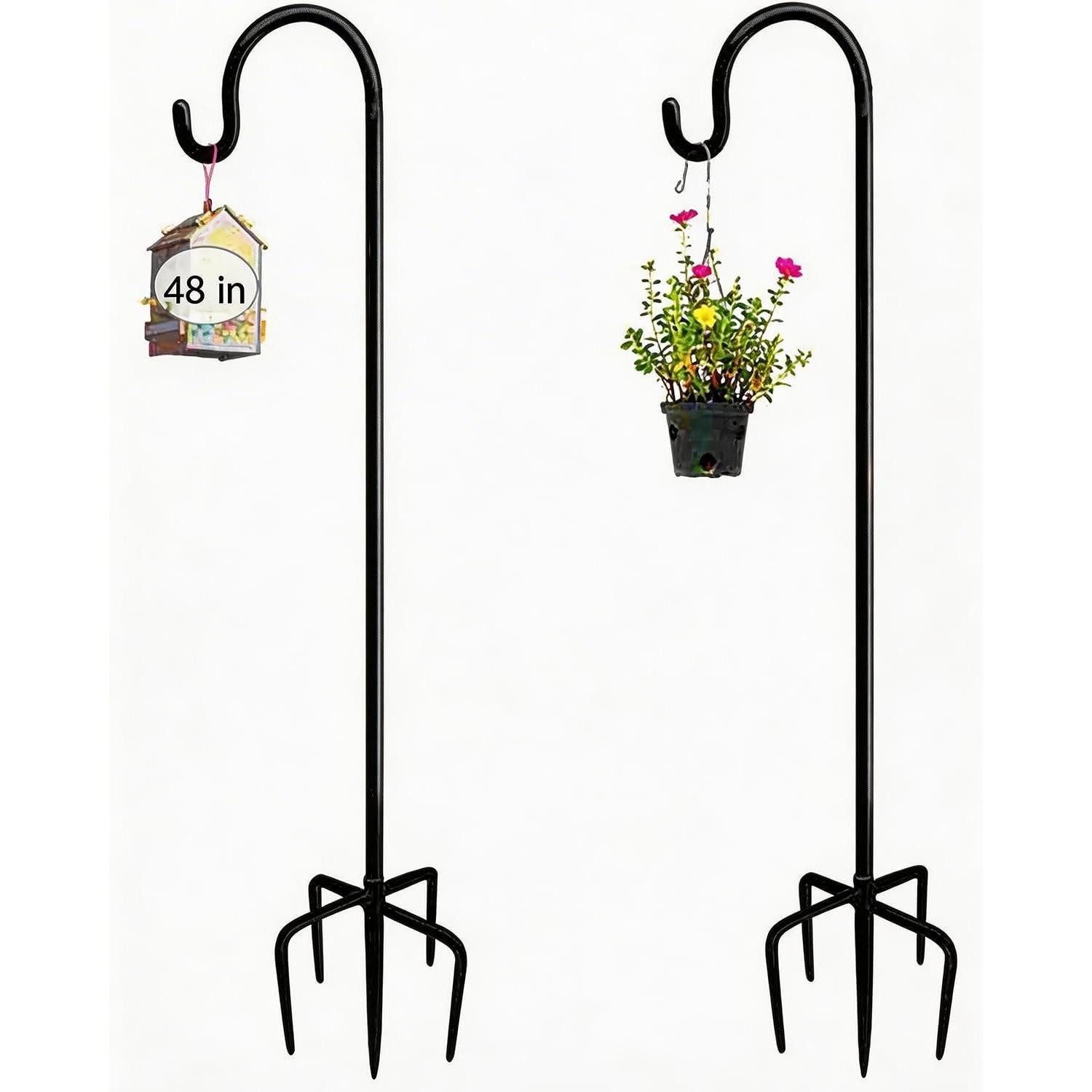 LuxusKollektion Dekohaken Schäferstab-Haken 2er Set 120cm verstellbar Metall 5-Zinken, (2-St)