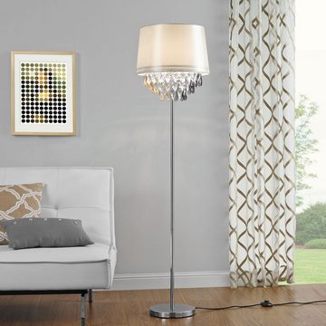 lux.pro Stehlampe, ohne Leuchtmittel, »Royality« 1xE27 mit weißem Schirm und bunten Kunstkristallen