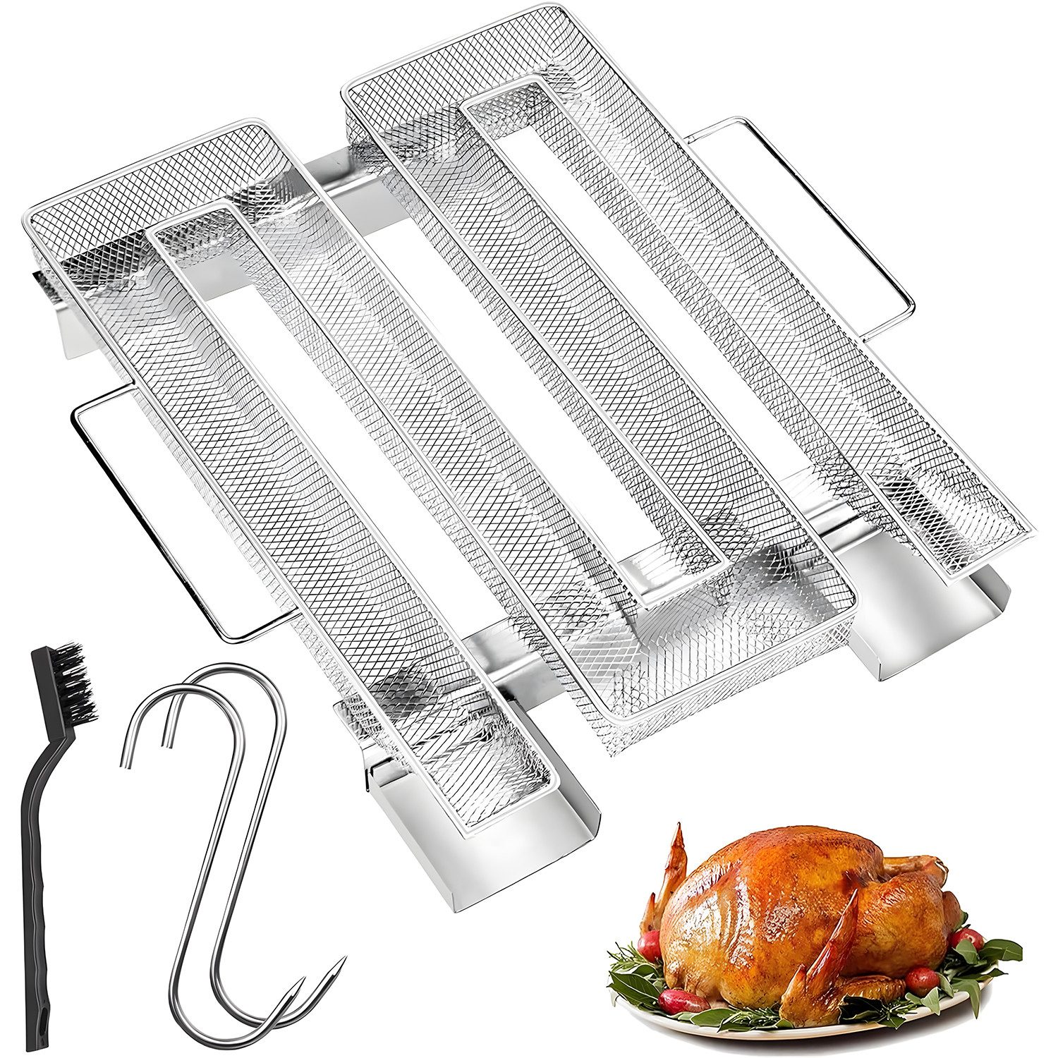 SURFOU Räucherbox Kaltrauchgenerator mit Henkel Edelstahl Räucherschnecke Räucherspirale (Rauchgenerator für Grills, BBQ, Food Smoker, Räucheröfe) Mit Griff Kaltrauchgenerator für Räucherofen Food Smoker