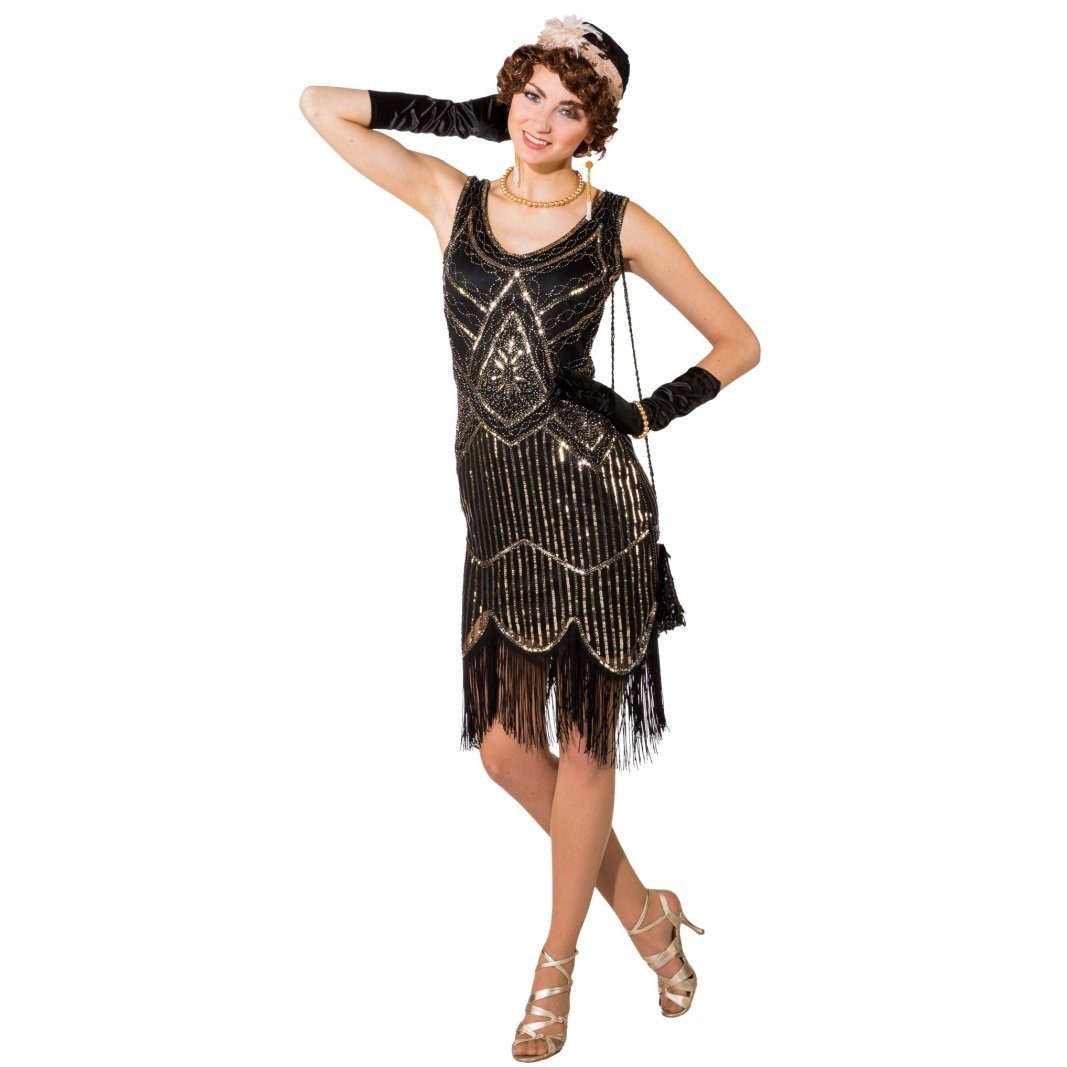 Orlob Kostüm Charleston Kleid Schwarz - Paillettenkleid für Damen