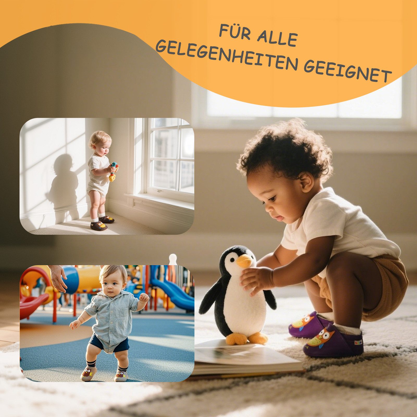 Yalion Yalion Leder Baby-Lauflernschuhe, weich, rutschfest, handgefertigt Krabbelschuh Baby Schuh aus echtem Leder,Barfußgefühl & rutschfester Sohle – Bild 5 von 5