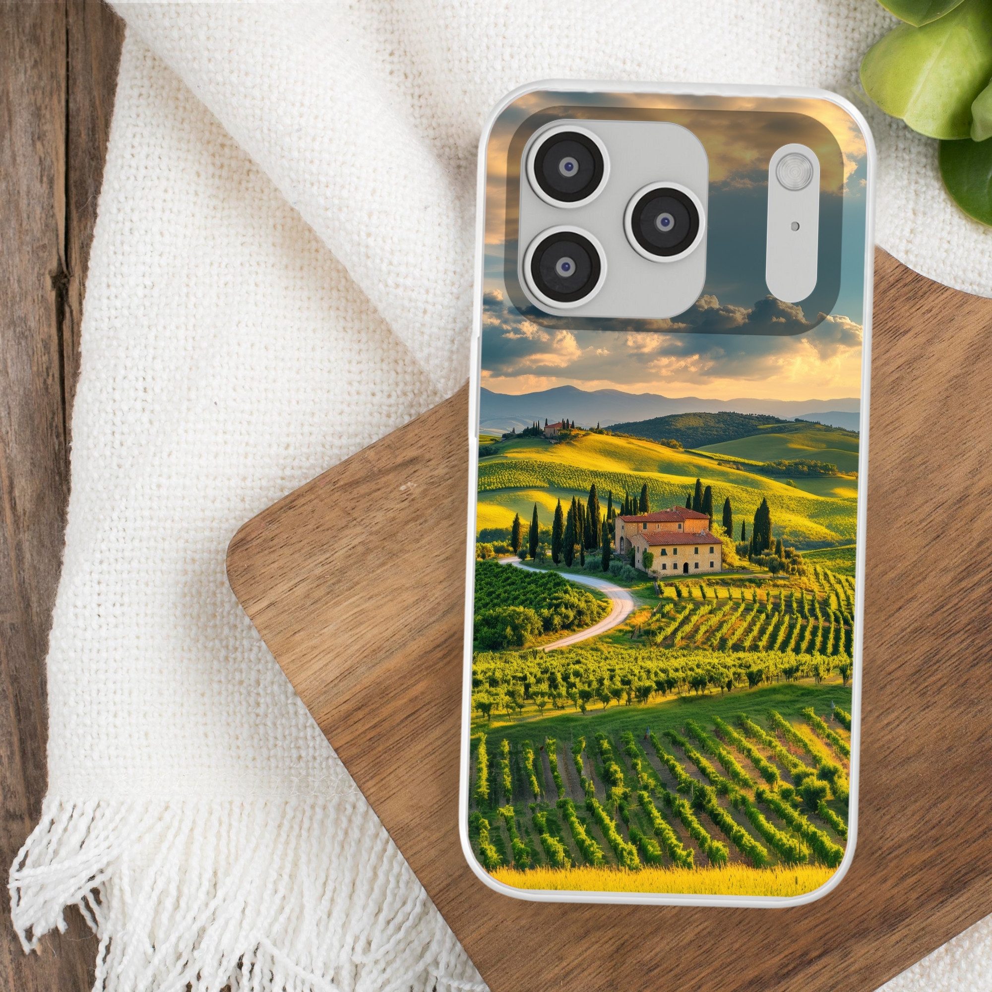 MuchoWow Handyhülle für Apple iPhone 17 Pro Toskana - Landschaft - Weinberge, Smartphone-Bumper, Print, Handy Schutzhülle Dünn