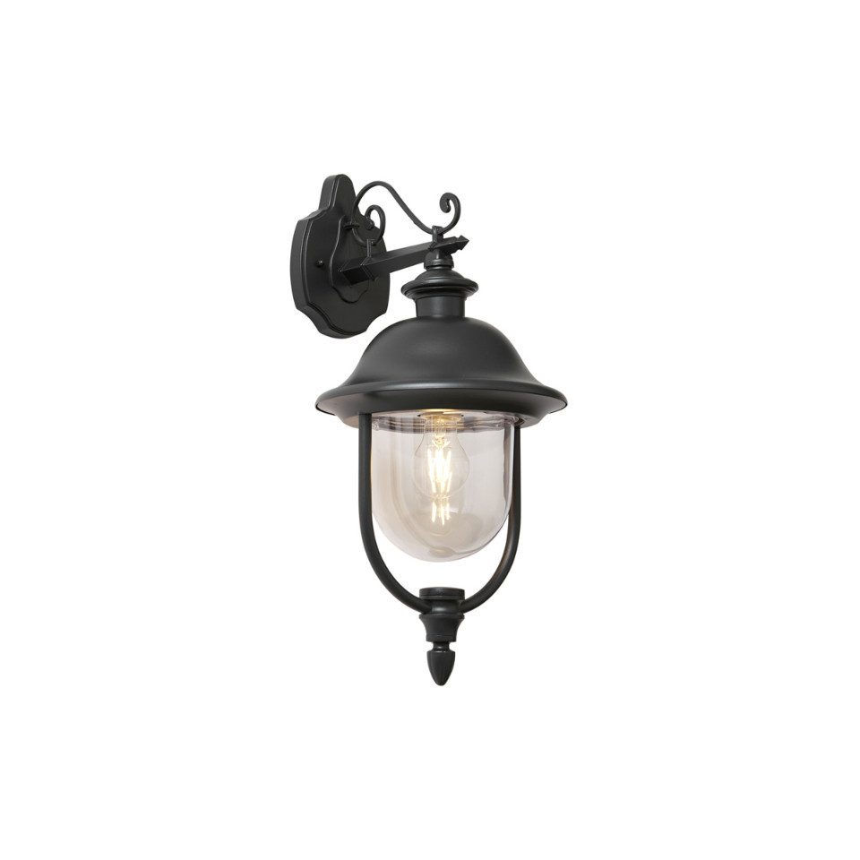 Qazqa Außen-Wandleuchte Genoa, ohne Leuchtmittel, Neutralweiß, QAZQA Außen Wand­leuchte, e27, Schwarz, Aluminium, classic-antique