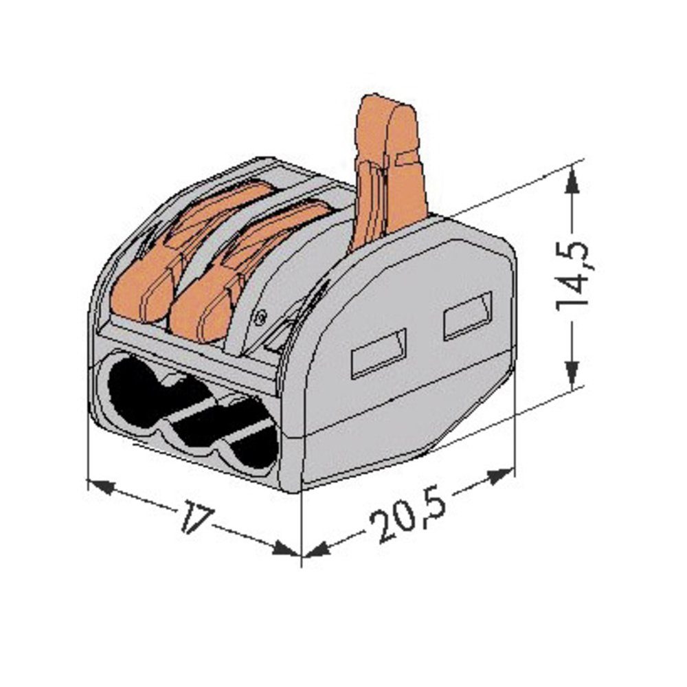 WAGO Verbindungsklemme WAGO 222-413-50 222 Verbindungsklemme flexibel: 0.08-4 mm² starr: 0.08