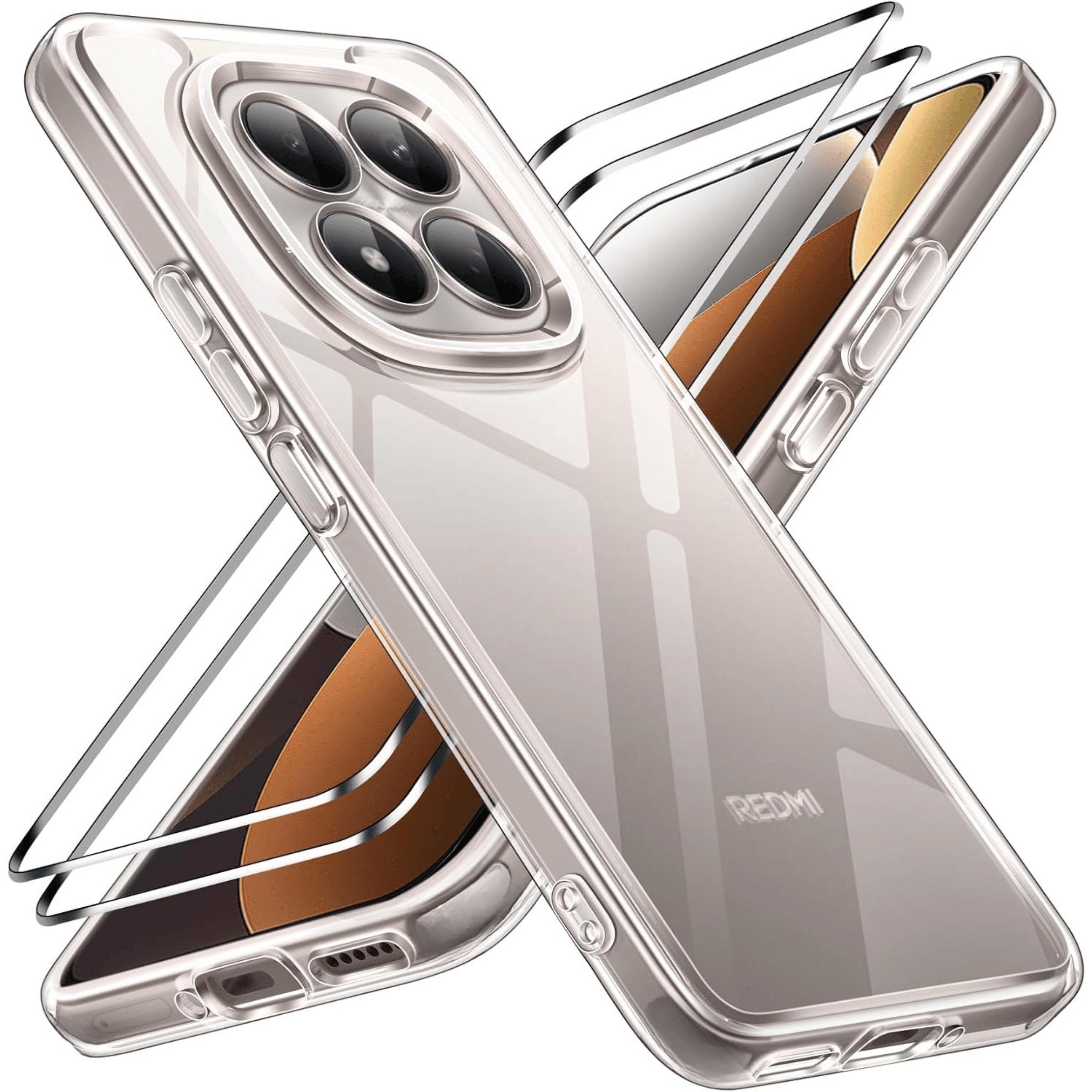 SmartUP Smartphone-Hülle + 2X Schutzglas für Xiaomi Redmi Note 15 Pro 5G Panzerfolie Case 9H 6,83 Zoll, kompletter Rundumschutz