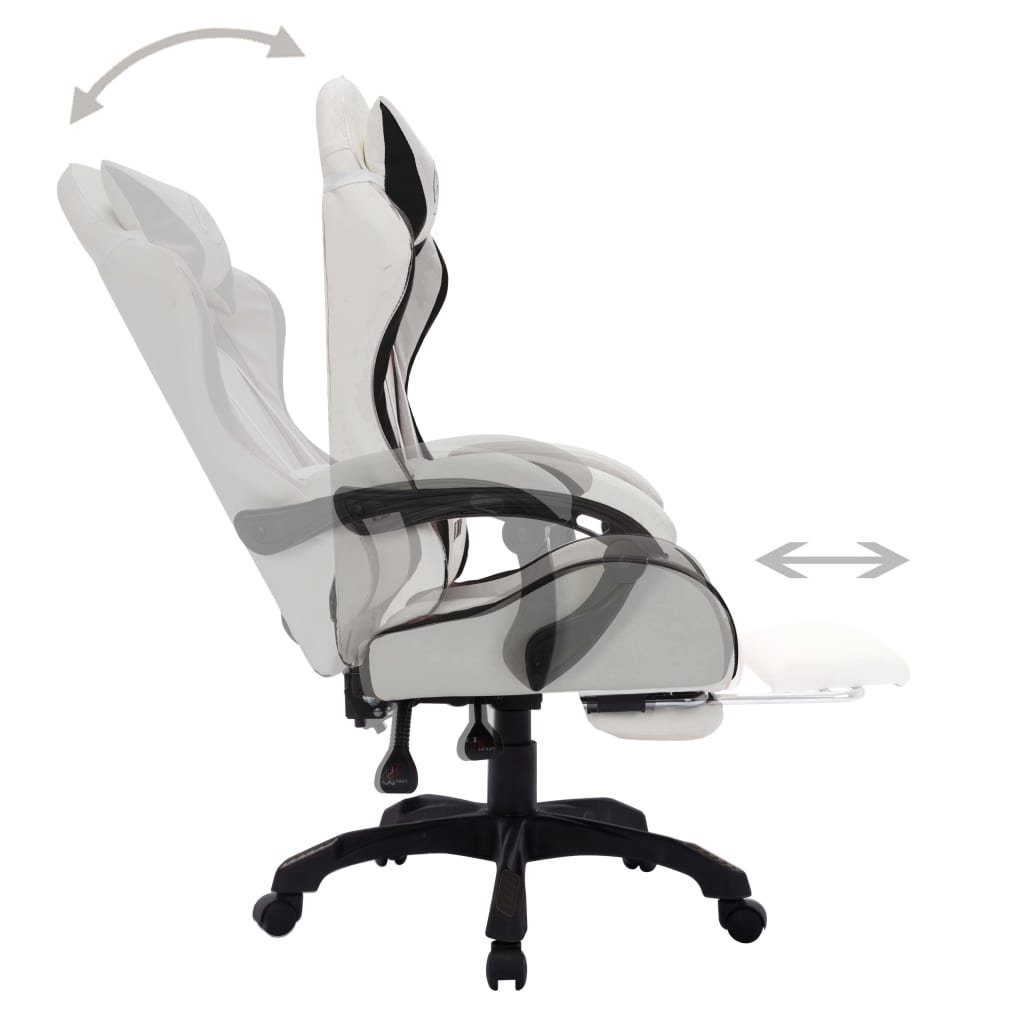 RGB Kunstleder St) und Weiß Weiß | Bürostuhl (1 Schwarz Weiß Gaming-Stuhl LED-Leuchten vidaXL mit