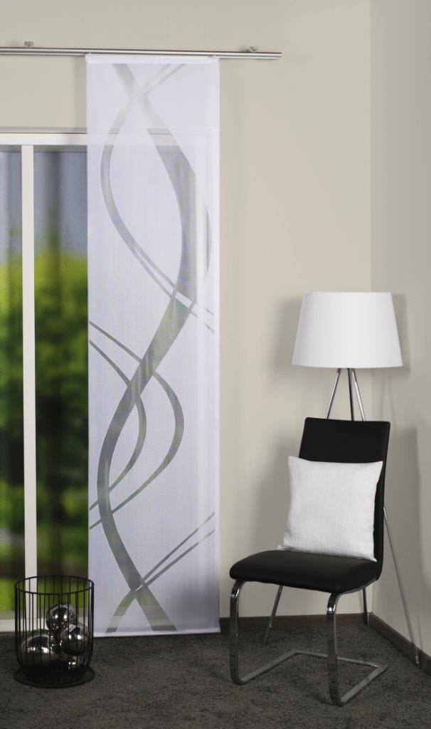 HOME WOHNIDEEN Schiebegardine 4er-Set Schiebegardinen TIBASO, Jacquard-Stoff, Farbe: Weiß, Maße: (4 St), Paneelwagen, halbtransparent, 100% Polyester