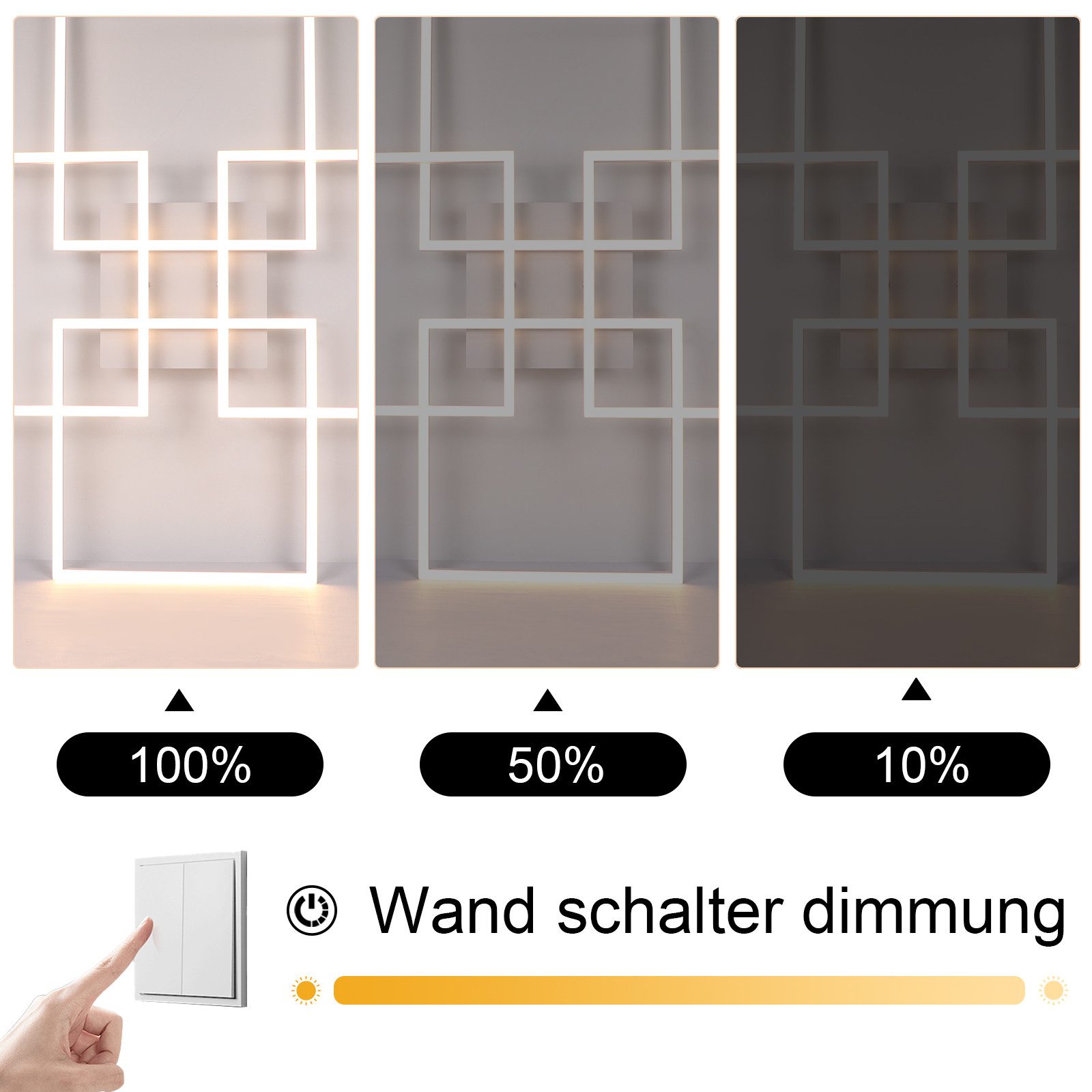 ZMH LED Deckenleuchte Wohnzimmer 4 Rahmen Deckenlampe Modern 32W 3000K Schlafzimmer, Augenschutz, Einfache Installtion, Einstellbare Helligkeit, LED fest integriert