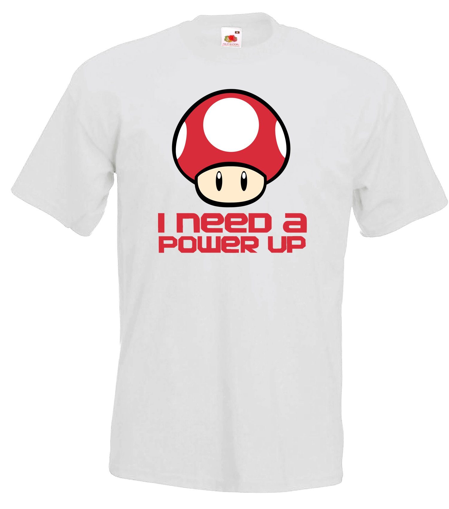 Youth Designz T-Shirt Pilz "I need a Power Up" Herren T-Shirt mit trendigem Frontprint Weiß