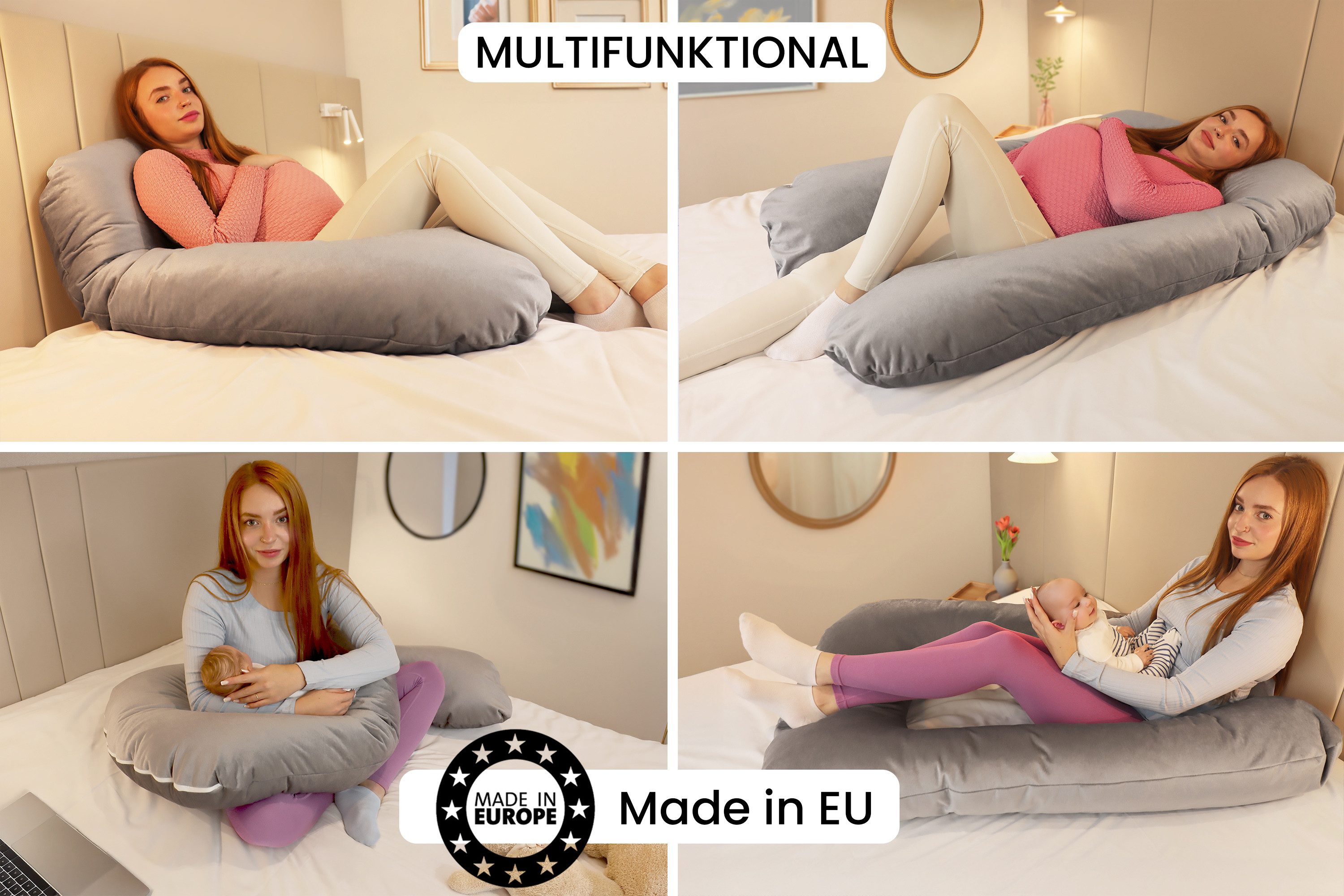 Amilian Seitenschläferkissen Stillkissen XXL Schwangerschaftskissen, Set, 1-tlg., Pregnancy Pillow, geräuscharme Füllung abnehmbarer Bezug mit Reißverschluss