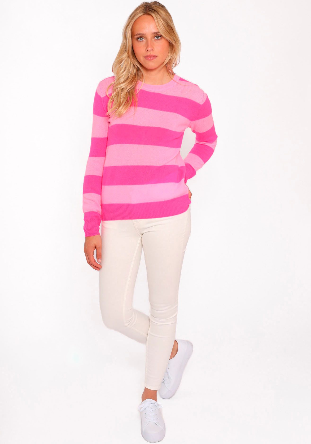 Zwillingsherz Strickpullover aus Kaschmir mit kontrastfarbigen günstig online kaufen