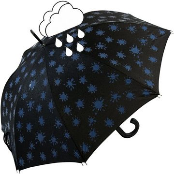 iX-brella Langregenschirm iX-brella Damenschirm mit Automatik und Wet Print, Farbänderung bei Nässe - Farbkleckse blau