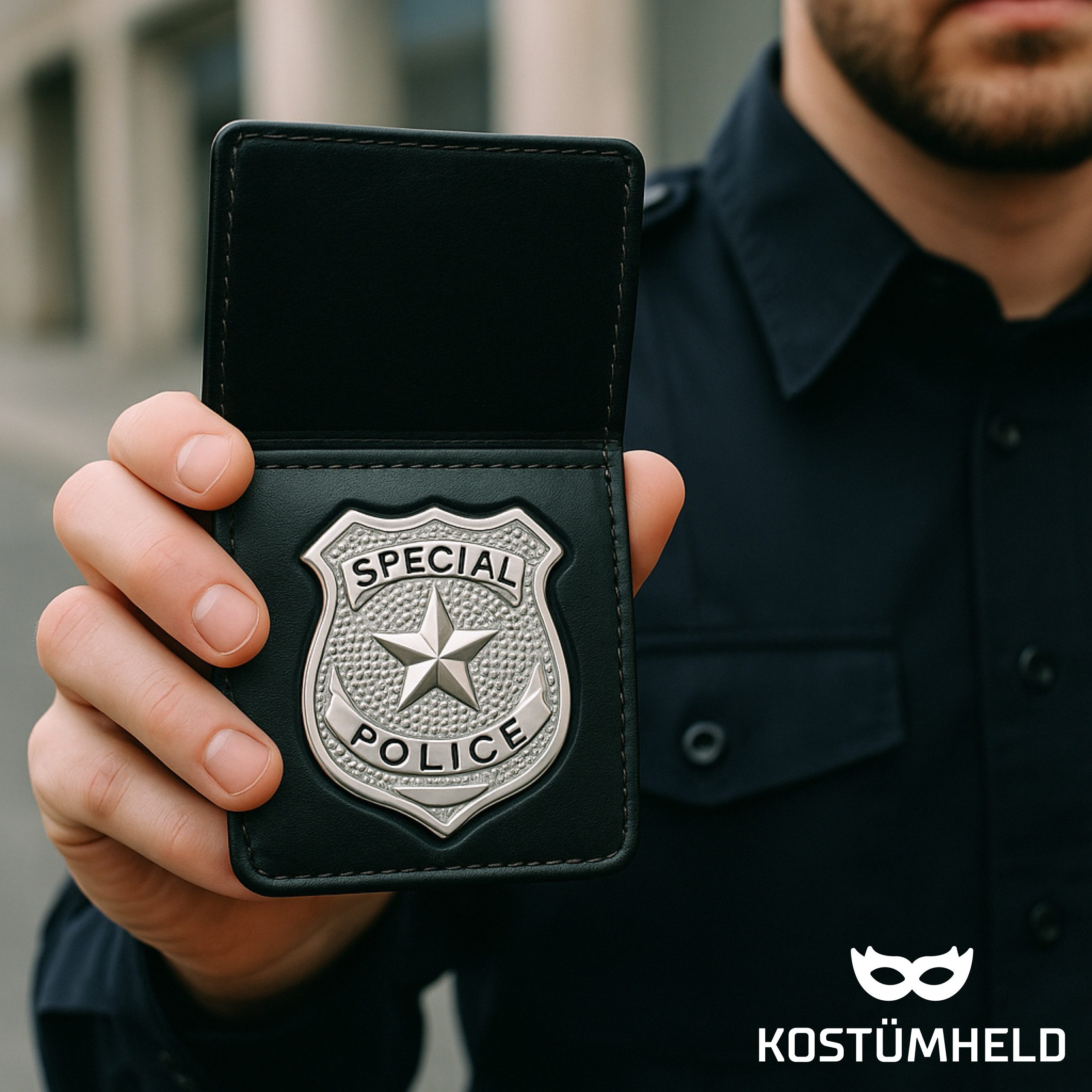 TK Gruppe Kostüm Polizei Marke Silber – Abzeichen für Polizei- & Ermittlerkostüme