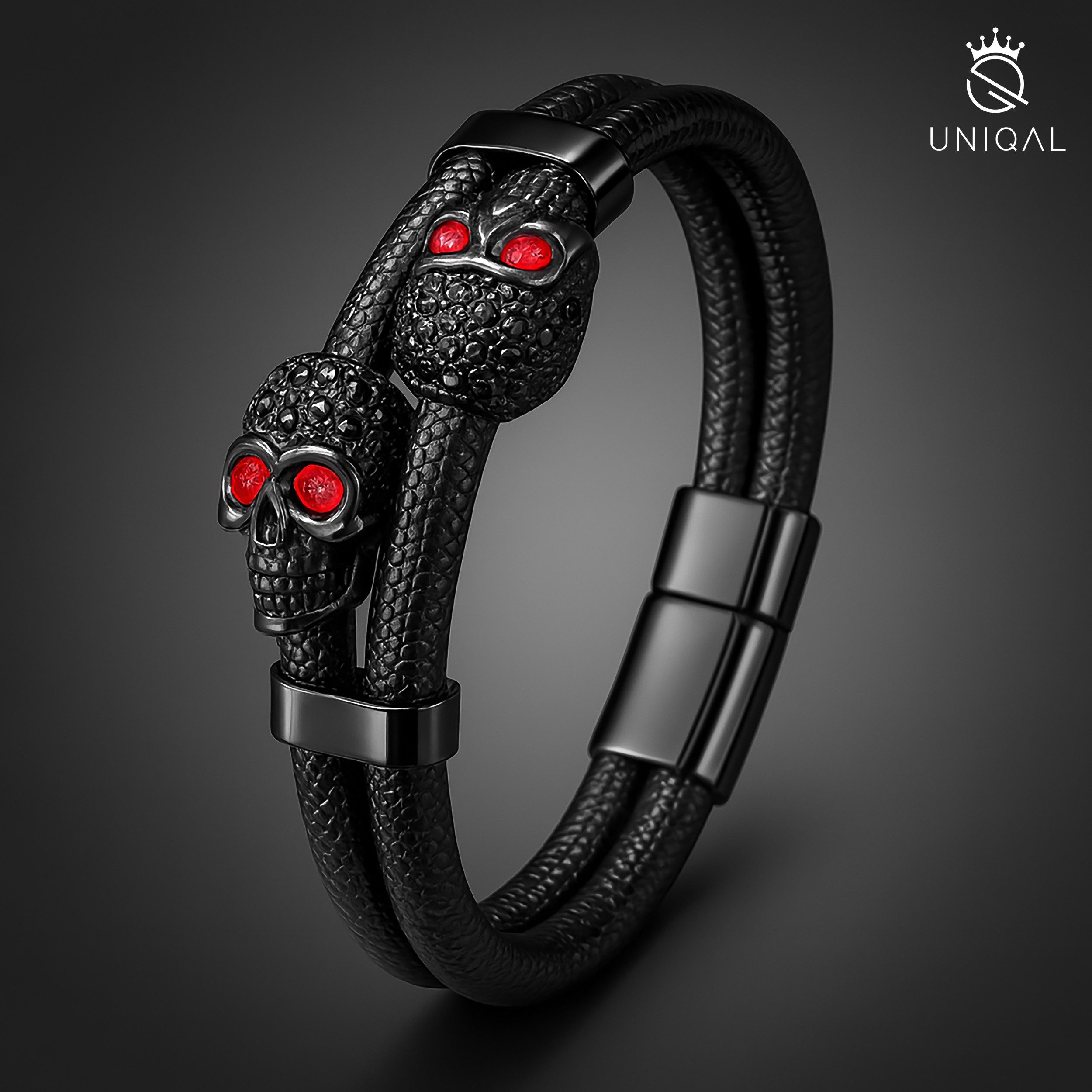 UNIQAL.de Lederarmband Herren Skull „ACE OF SPADES“ – Echtleder, Totenkopf, günstig online kaufen