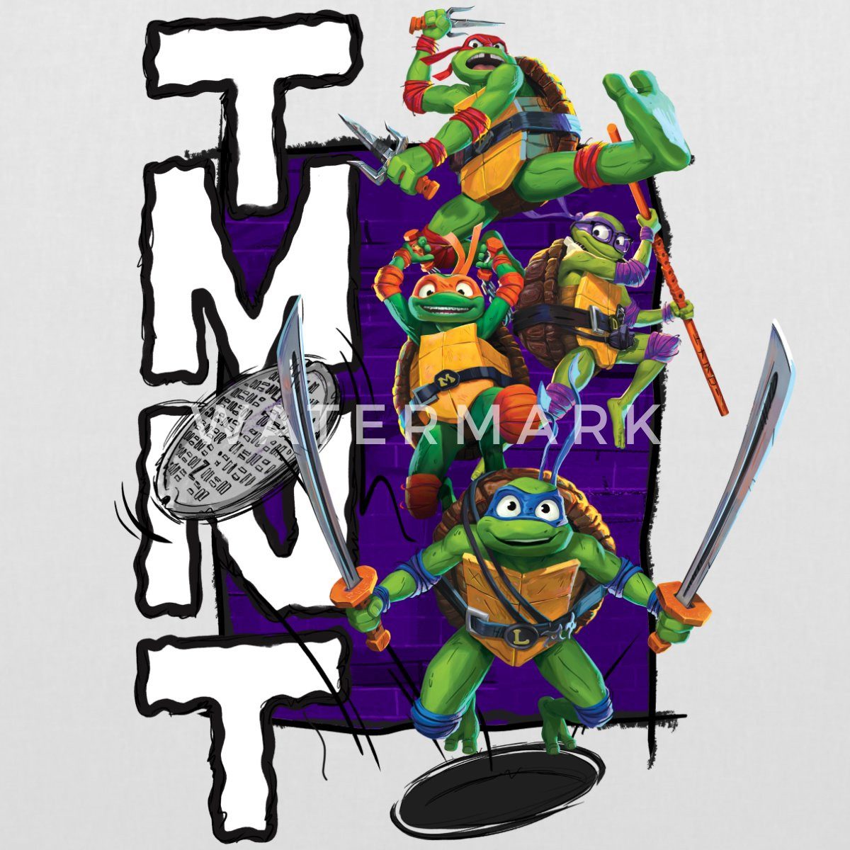 Spreadshirt Henkeltasche TMNT Mutant Mayhem Donnie Mikey Leo Raph Stoffbeutel (1-tlg)