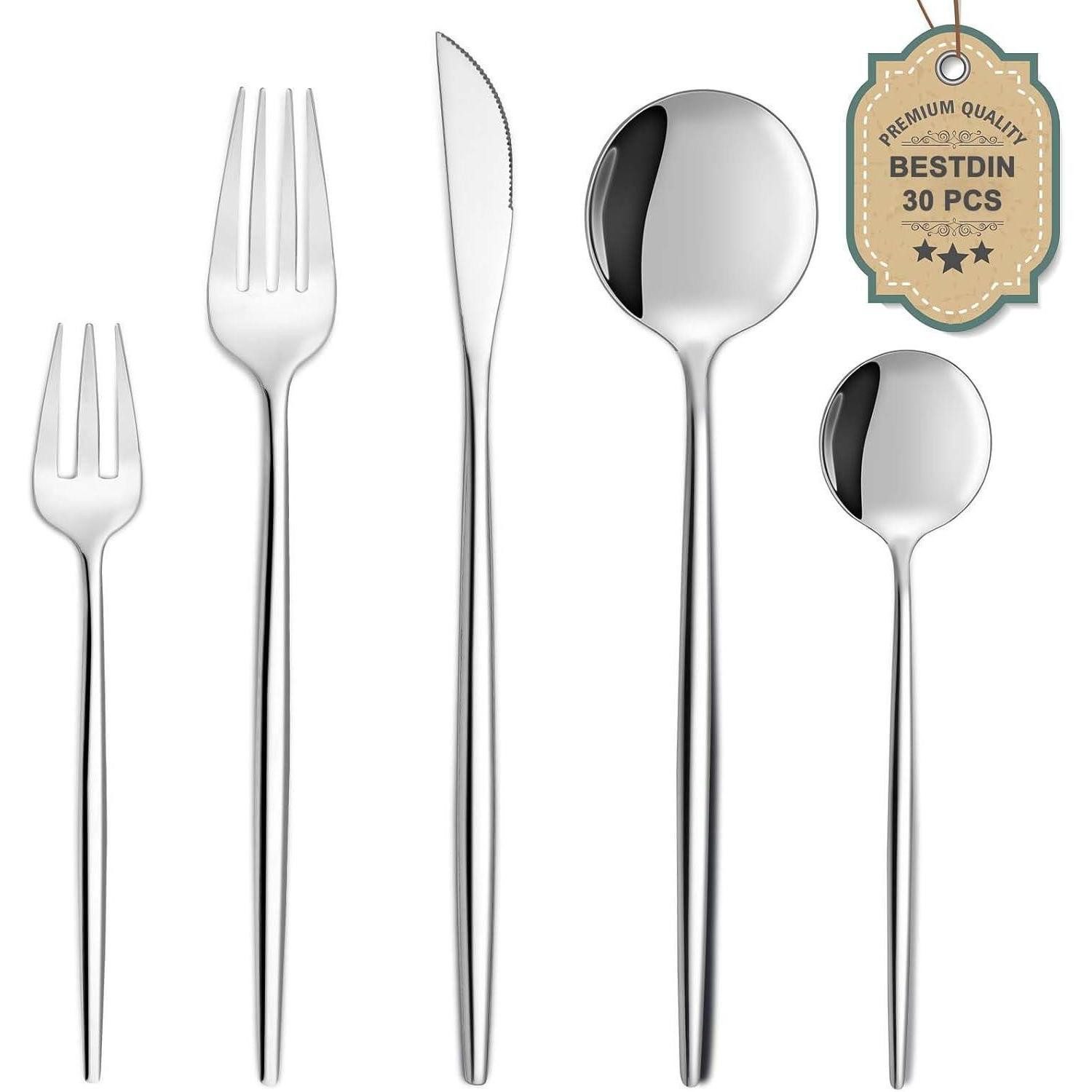 LuxusKollektion Besteck-Set Besteckset Edelstahl 6 Personen Messer Gabel 30 teilig 30teilig silber