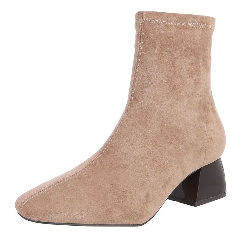 Ital-Design Damen Stiefelette mit Blockabsatz und Spitzform Stiefelette (92268925) Blockabsatz Stiefeletten in Hellbraun