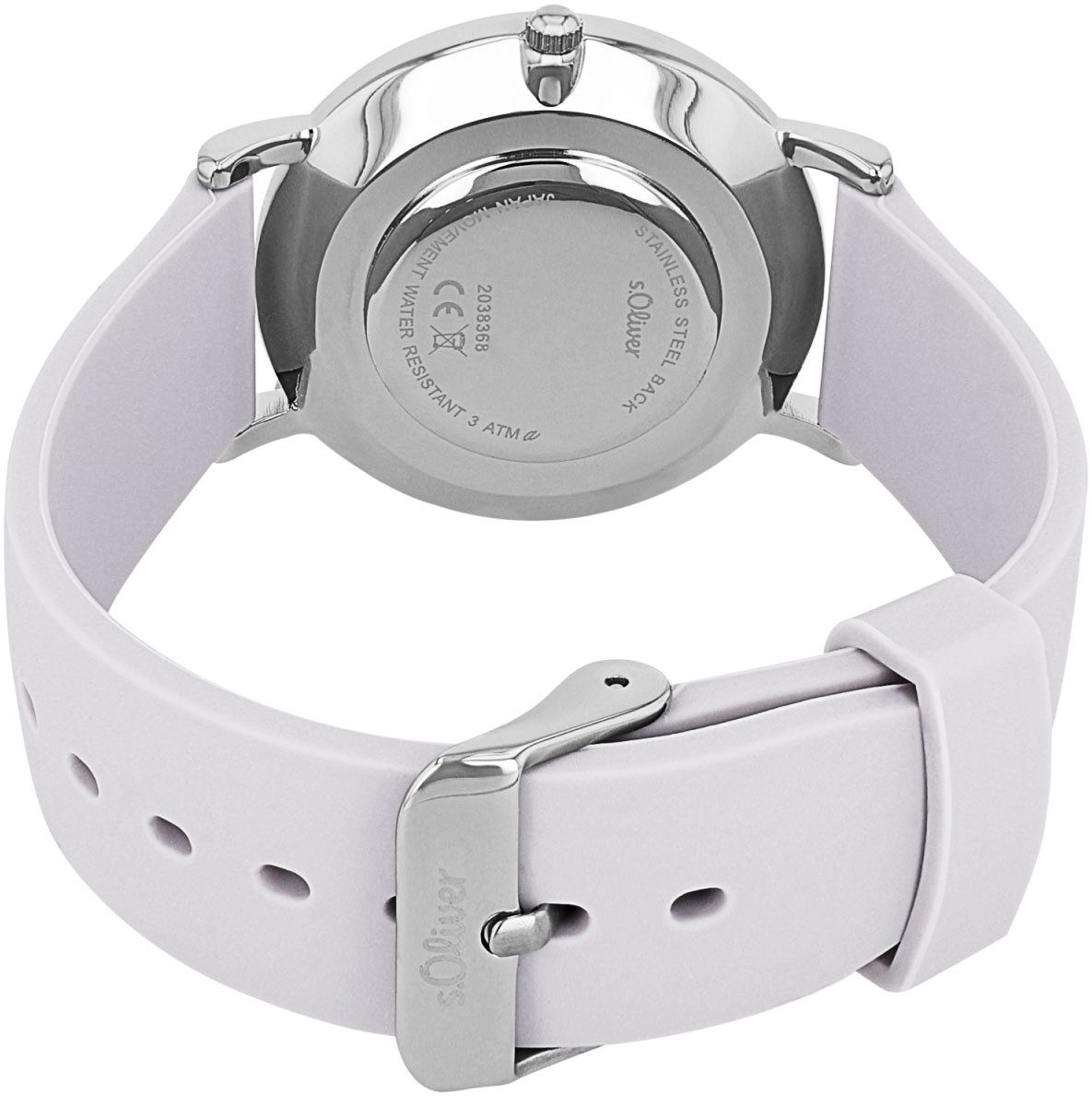 s.Oliver Quarzuhr 2038368, Armbanduhr, Damenuhr, Kristallsteine, Silikonarm günstig online kaufen