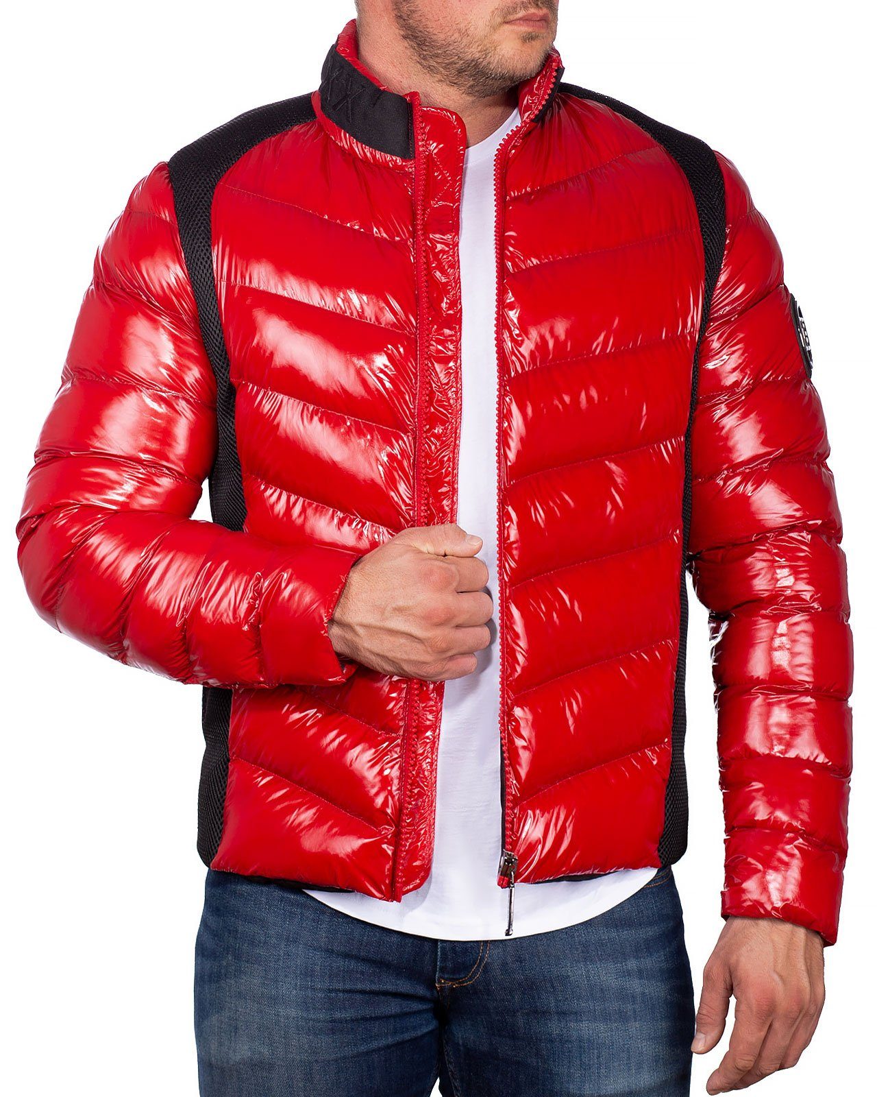 Cipo & Baxx Steppjacke Herren Winterjacke Jacke BA-CM171 (1-St) im glänzenden Design rot