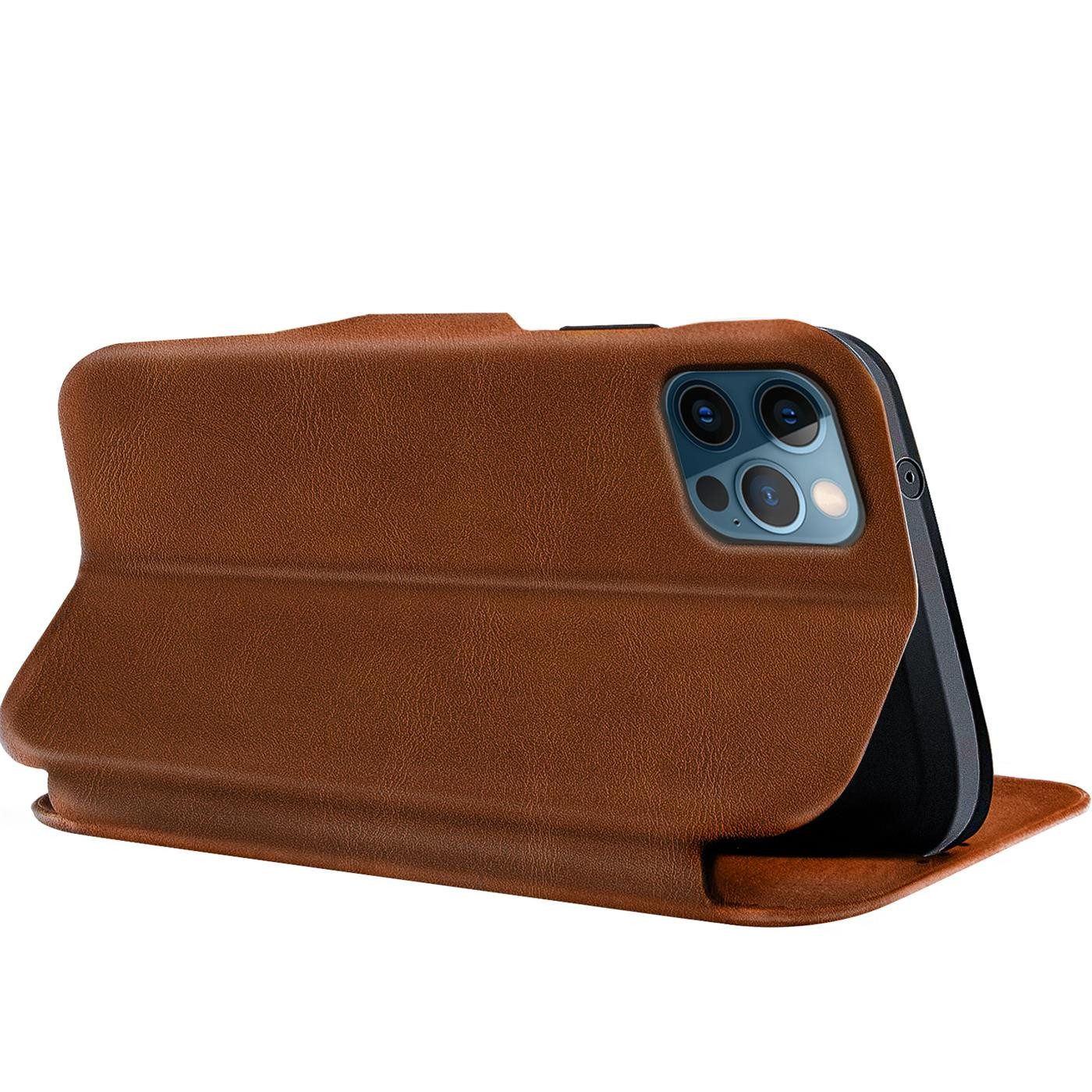 CoolGadget Handyhülle Premium Klapptasche Wallet Case für Apple iPhone 12 / 12 Pro 6,1 Zoll, Handy Tasche mit Kartenfach Book Schutzhülle