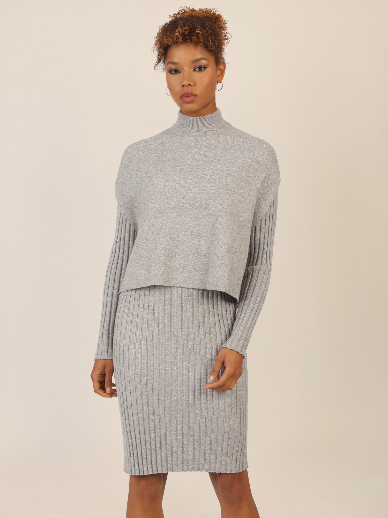 Apart Strickkleid aus Rippenstrickkleid und ärmellosem Pullunder günstig online kaufen