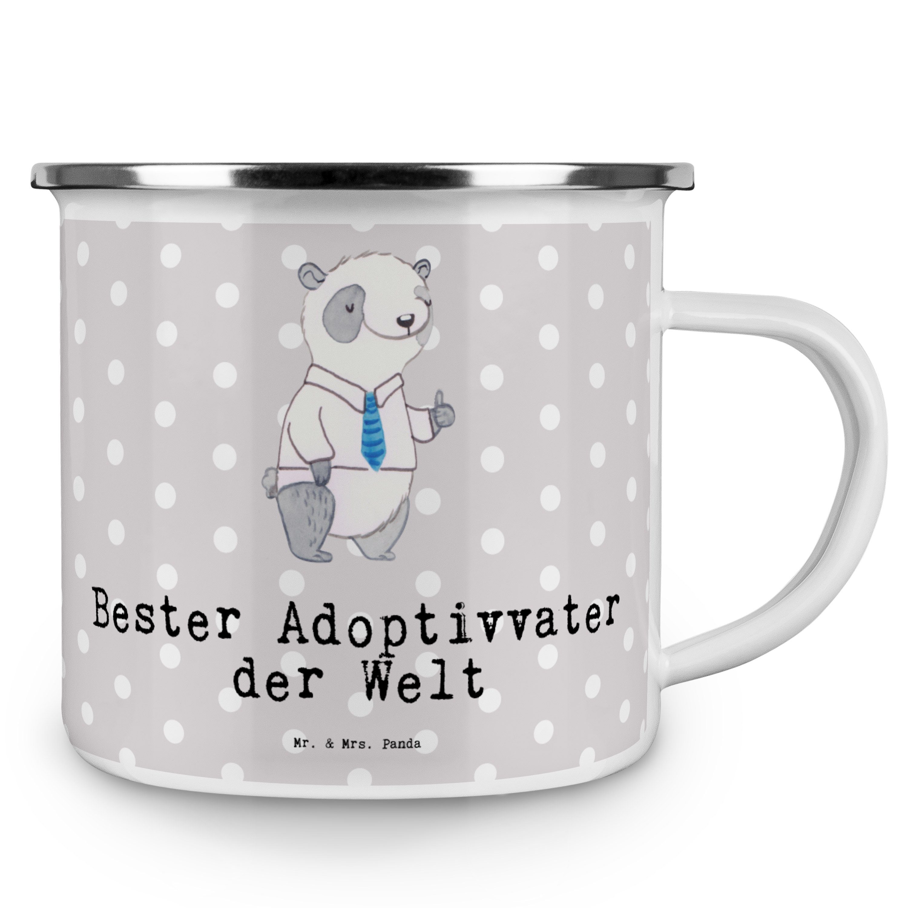 Geschenk, Adoptivvater Welt der - Becher adoptie, Mrs. Panda - & Bester Mr. Panda Pastell Emaille Grau