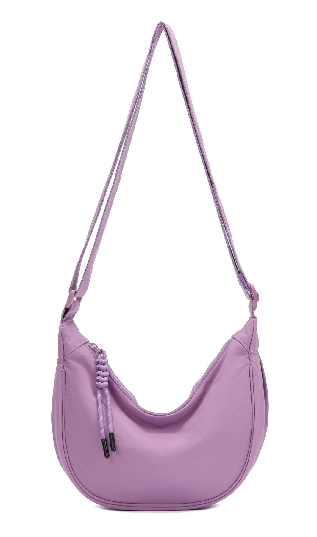 ITALYSHOP24 Schultertasche Damen Tasche Runde Brusttasche MOON Bag CrossBody Crossover Nylon, Umhängetasche Hüfttasche Slingntasche Reise sportlich-modernen Look