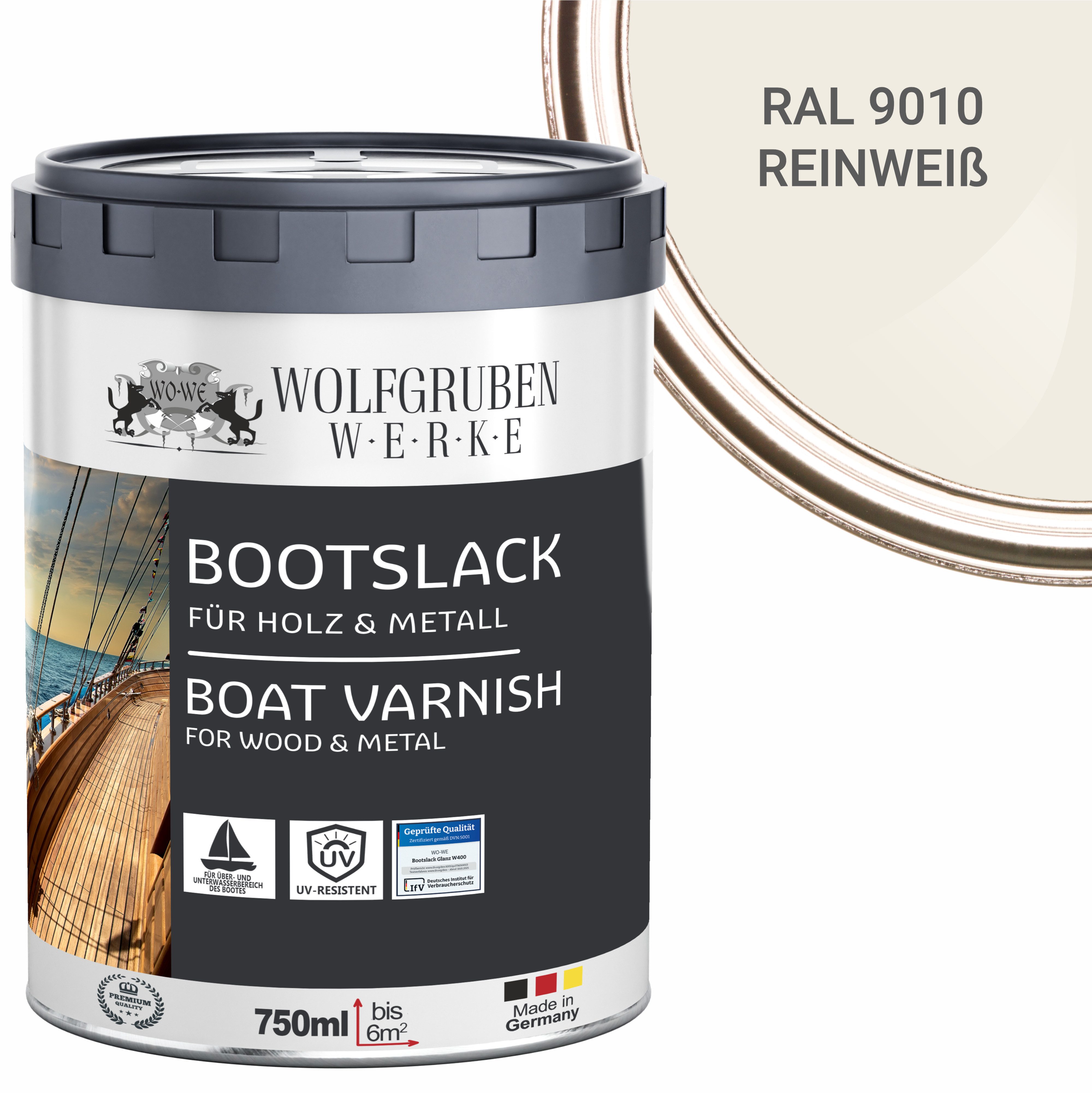 WO-WE Lack Bootslack Schiffslack Parkettlack Yachtlack W400, 0,75-5L, Seidenglänzend, Lösemittelbasis