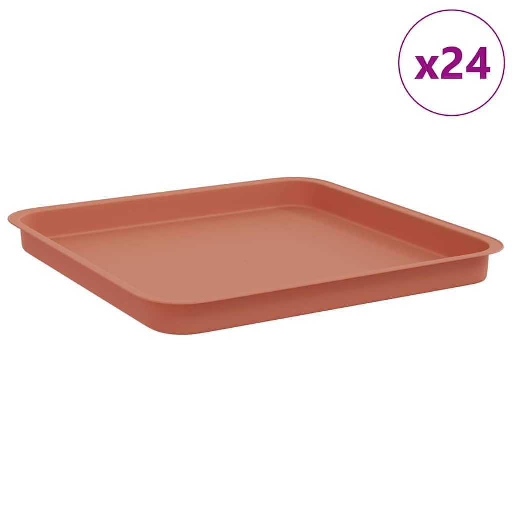 vidaXL Blumentopf Quadratisches Blumentablett 24 pcs Ziegelrot 36 x 36 x 2,5 cm (24 St)