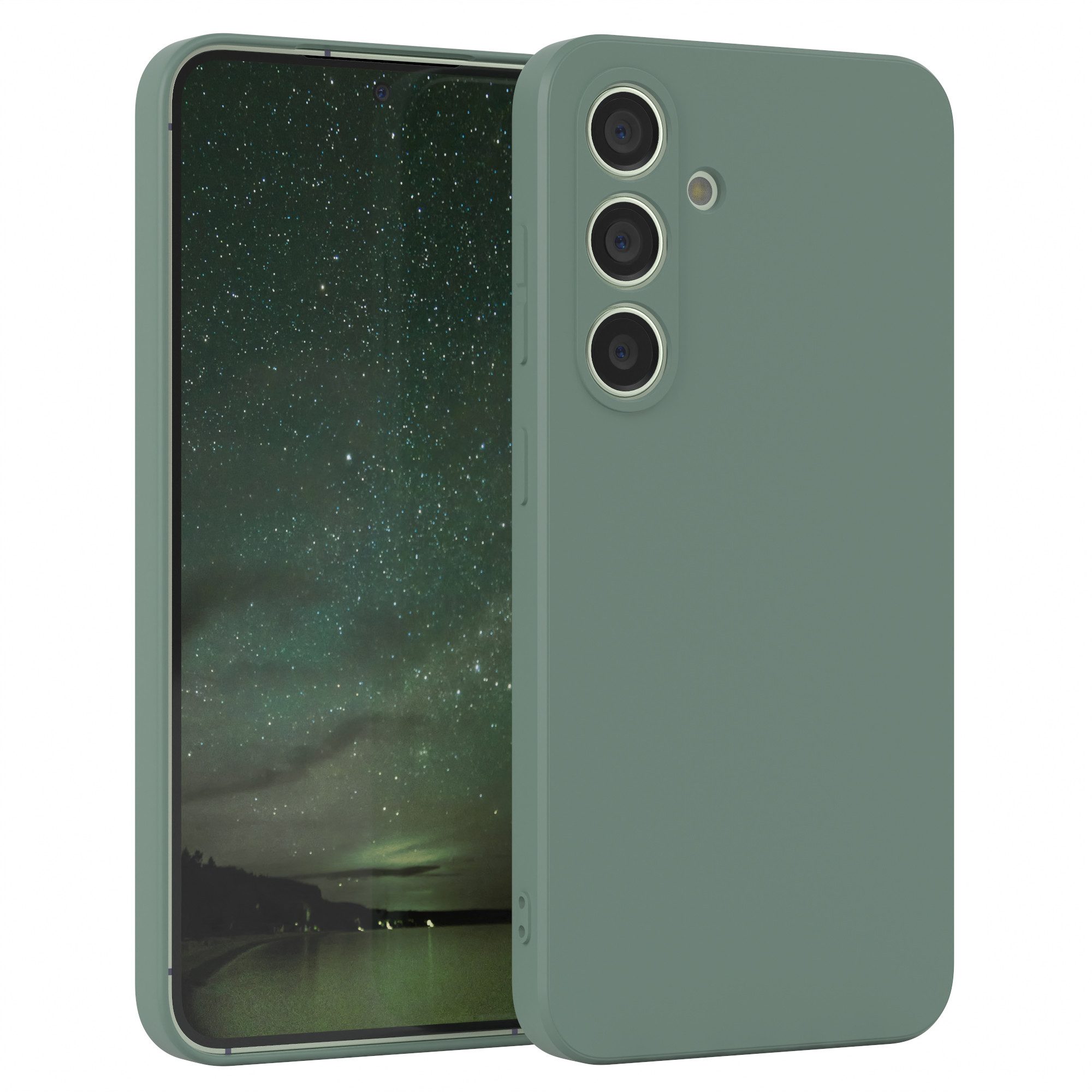 EAZY CASE Handyhülle für Samsung Galaxy S24 Hülle Silikon 6,2 Zoll, Schutzhülle mit Kameraschutz stoßfest telefonhülle Matt Dunkelgrün