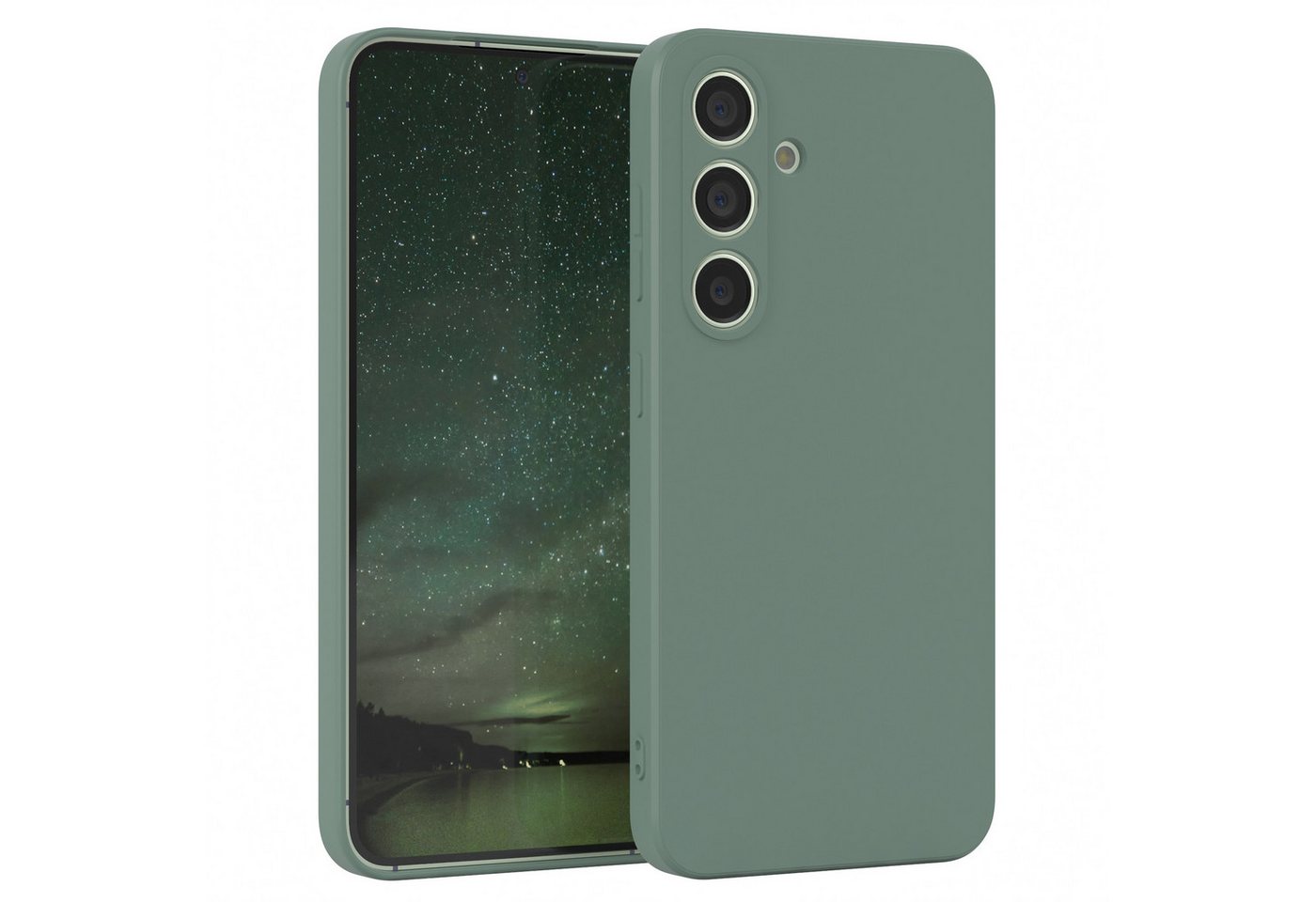 EAZY CASE Handyhülle für Samsung Galaxy S24 Hülle Silikon 6,2 Zoll, Schutzhülle mit Kameraschutz stoßfest telefonhülle Matt Dunkelgrün