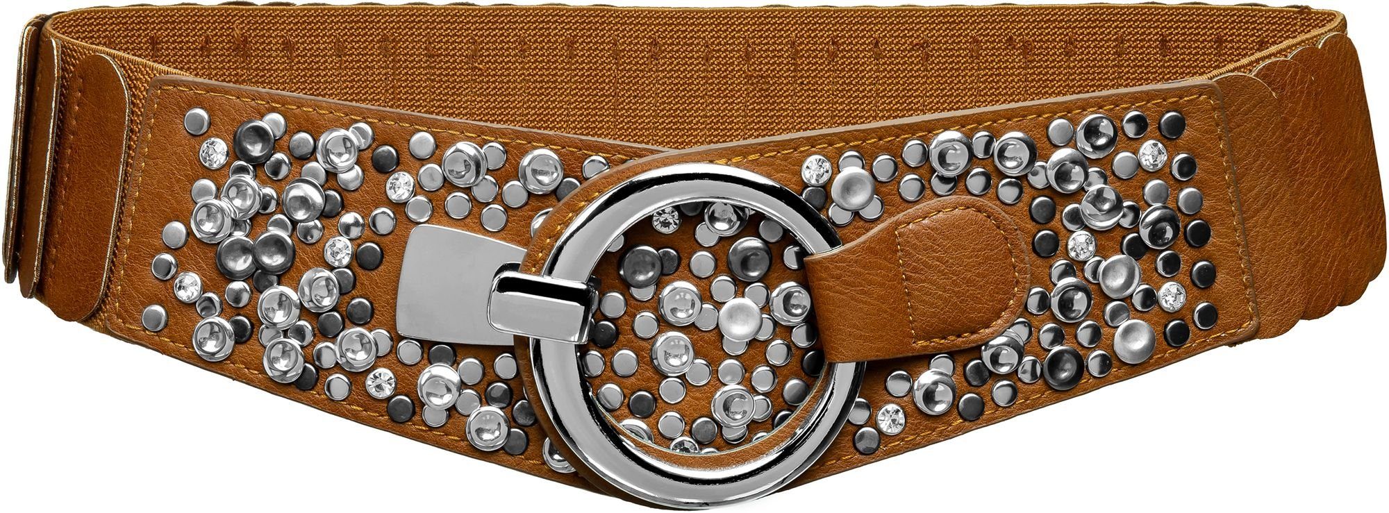 Caspar Taillengürtel GU300-N elastisch breit für Damen mit Stretch und Niet günstig online kaufen