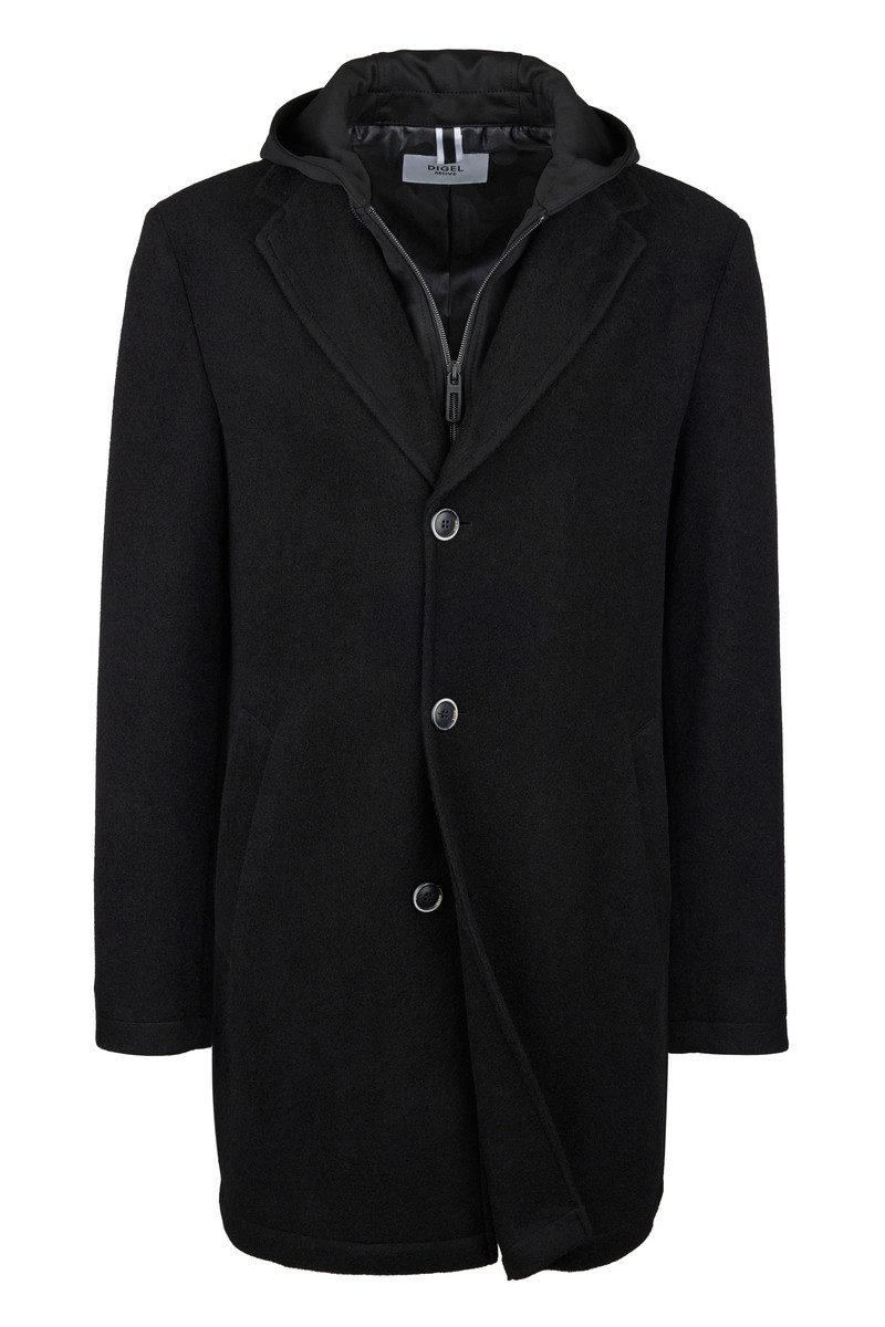 Digel Wollmantel Digel Herren Wollmantel Aspen - schwarz (1-tlg)