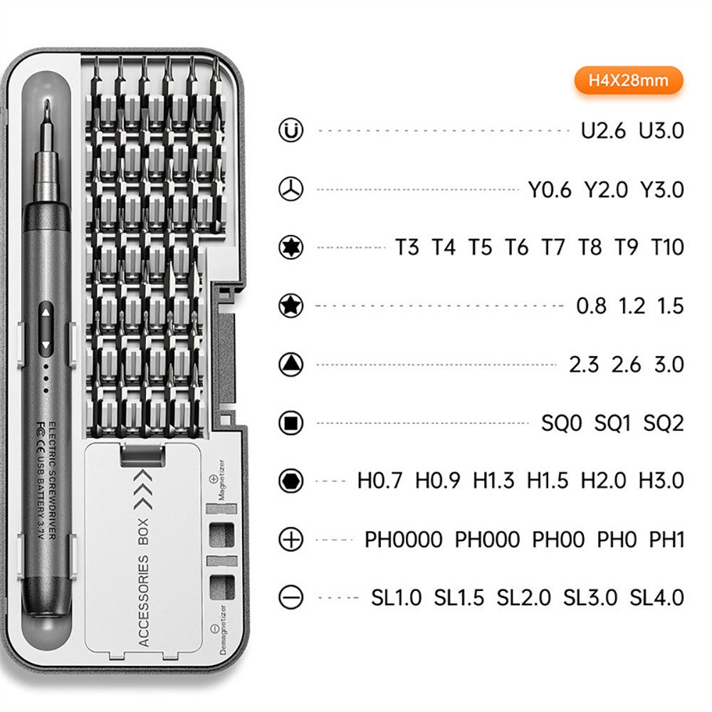 Luckice Elektro-Schraubendreher Präzisionsschraubendreher-Set, 46-in-1 Mini-Elektro Schraubendreher