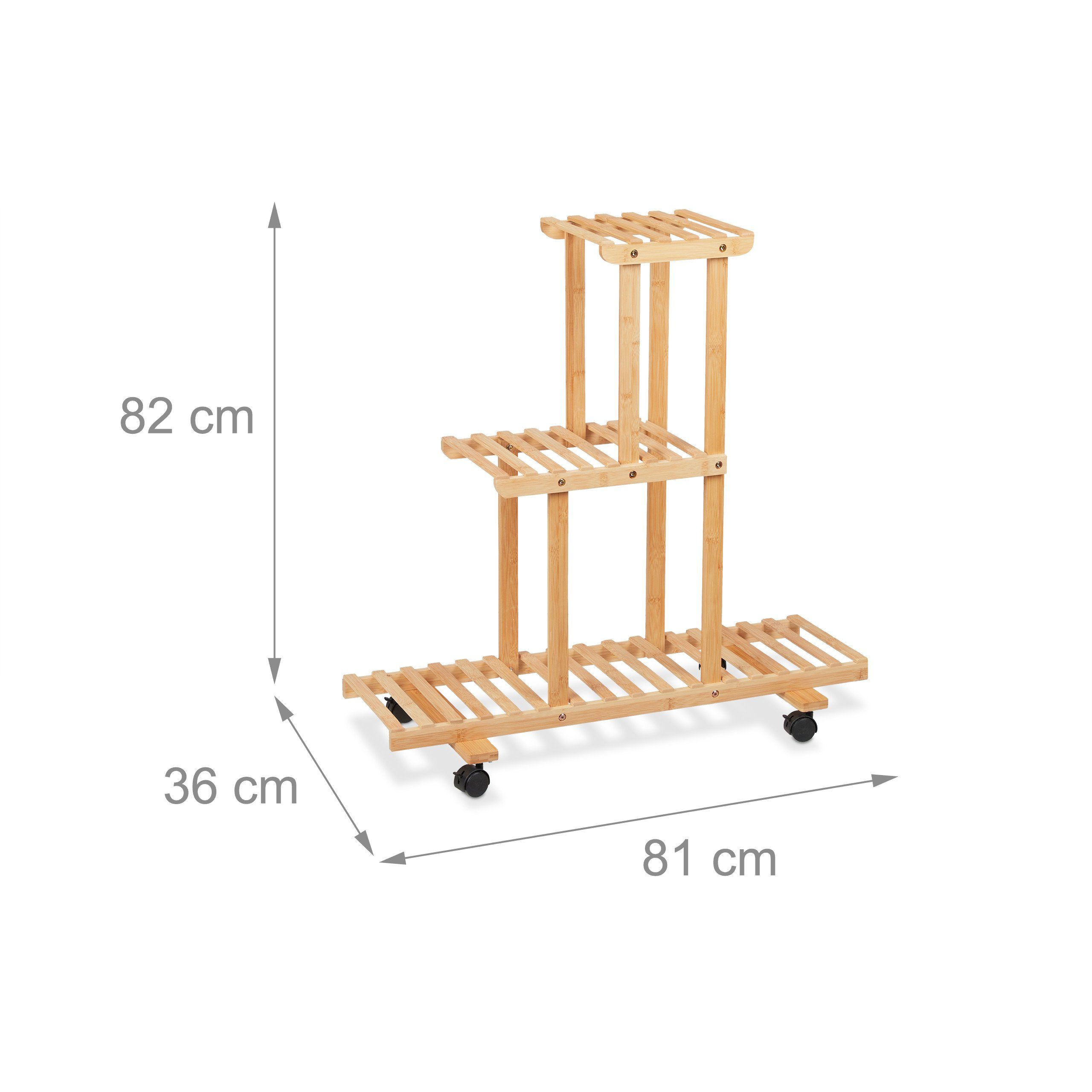 relaxdays Blumenständer Pflanzenregal Bambus