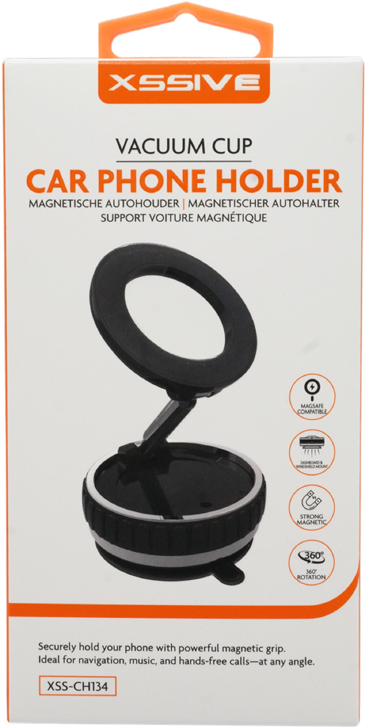 Xssive Handy-Halterung - MagSafe Car Mount mit Vakuumsauger, 360° drehbar, (1-tlg., starker Magnet, inkl. Metallplatte)