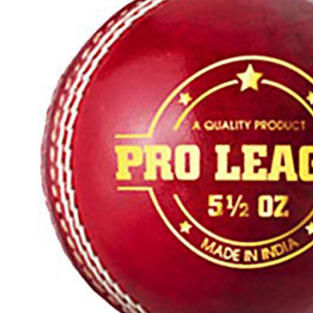 DSC Tennisball DSC Pro League Cricket-Lederball, Bessere Formbeständigkeit (Enthaltene Komponenten: 1 Cricketball, Spielfläche: Innen/Außen, Strapazierfähig und langlebig), Naturkern, vierteilig, langlebig, fein & exzellente Qualität.