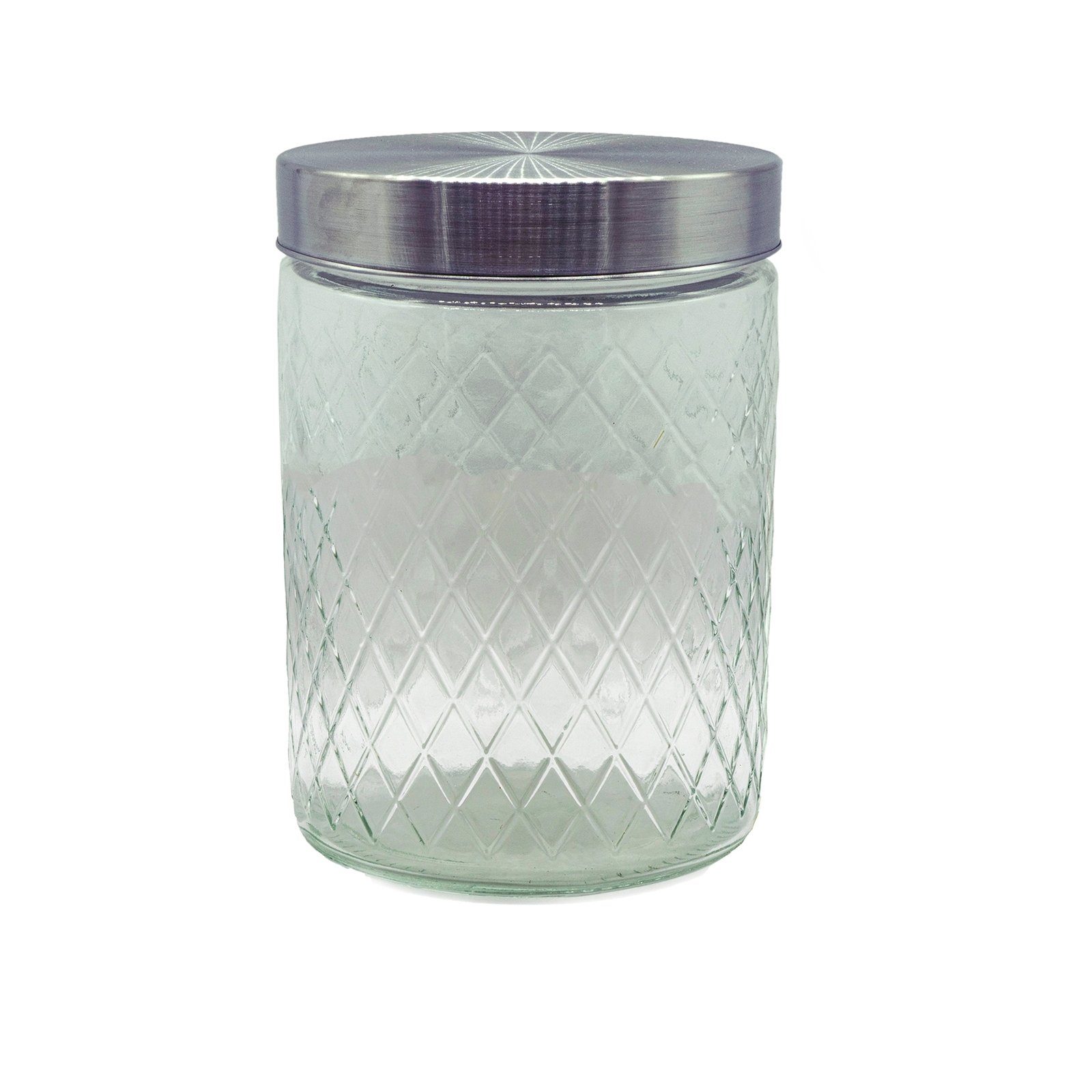 Vorratsglas Edelstahldeckel Glas, Edelstahl, Neuetischkultur Vorratsglas Rauten-Prägung, mit Rautenprägung