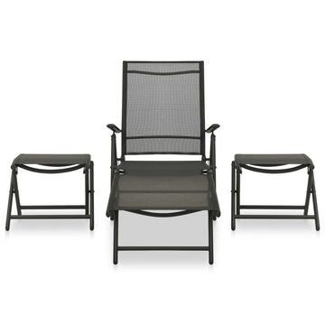 vidaXL Gartenlounge-Set 3-tlg. Garten-Lounge-Set Textilene und Aluminium Schwarz, (3-tlg)